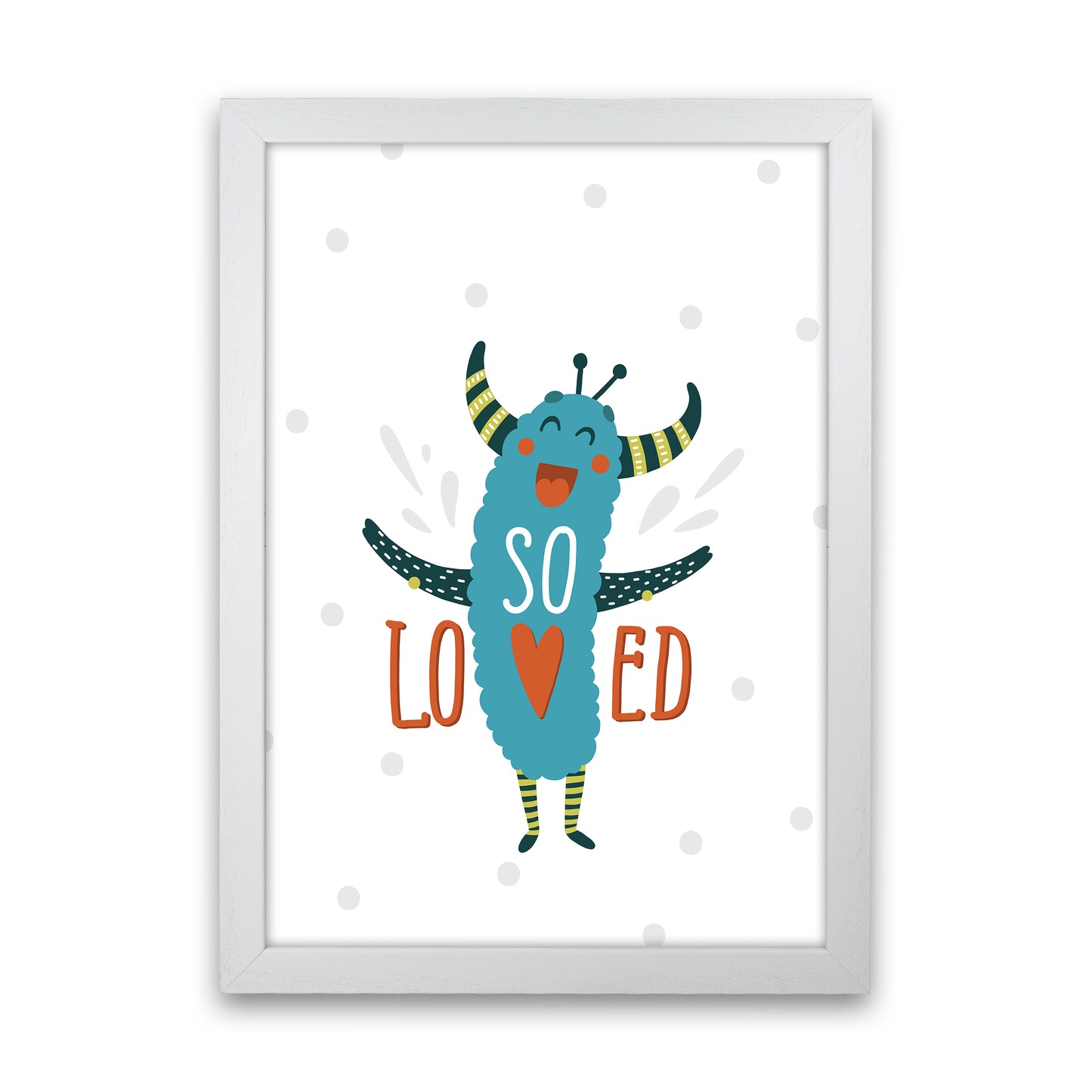 Little Monsters So Loved Art Print by Pixy Paper White Grain