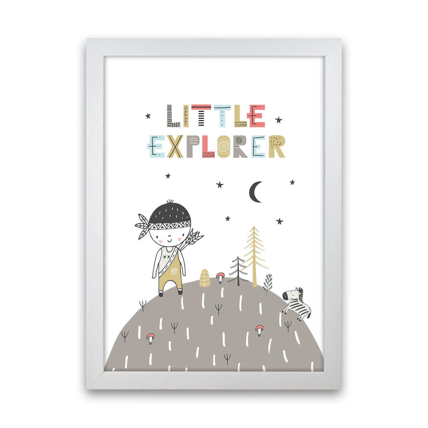 Little Explorer Hilltop Art Print by Pixy Paper White Grain