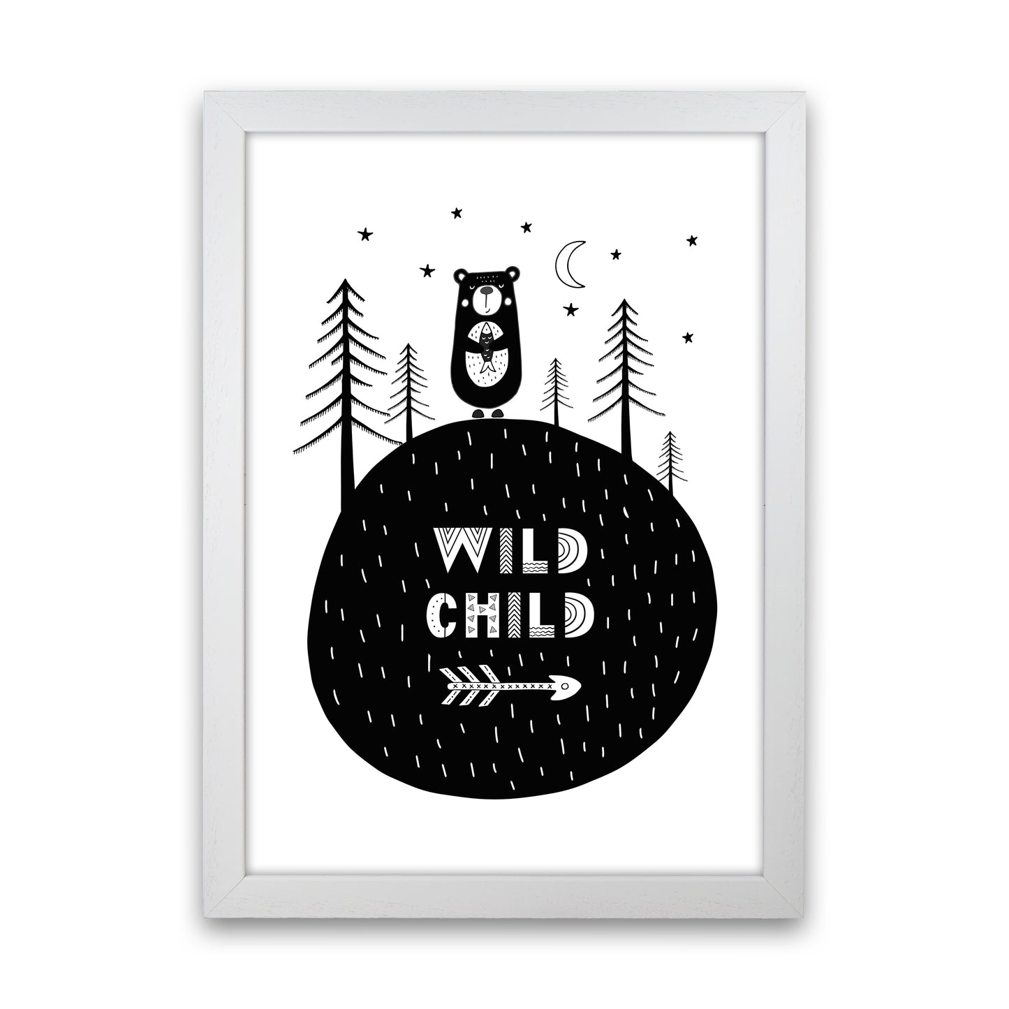 Wild Child Forest Bear Art Print by Pixy Paper White Grain