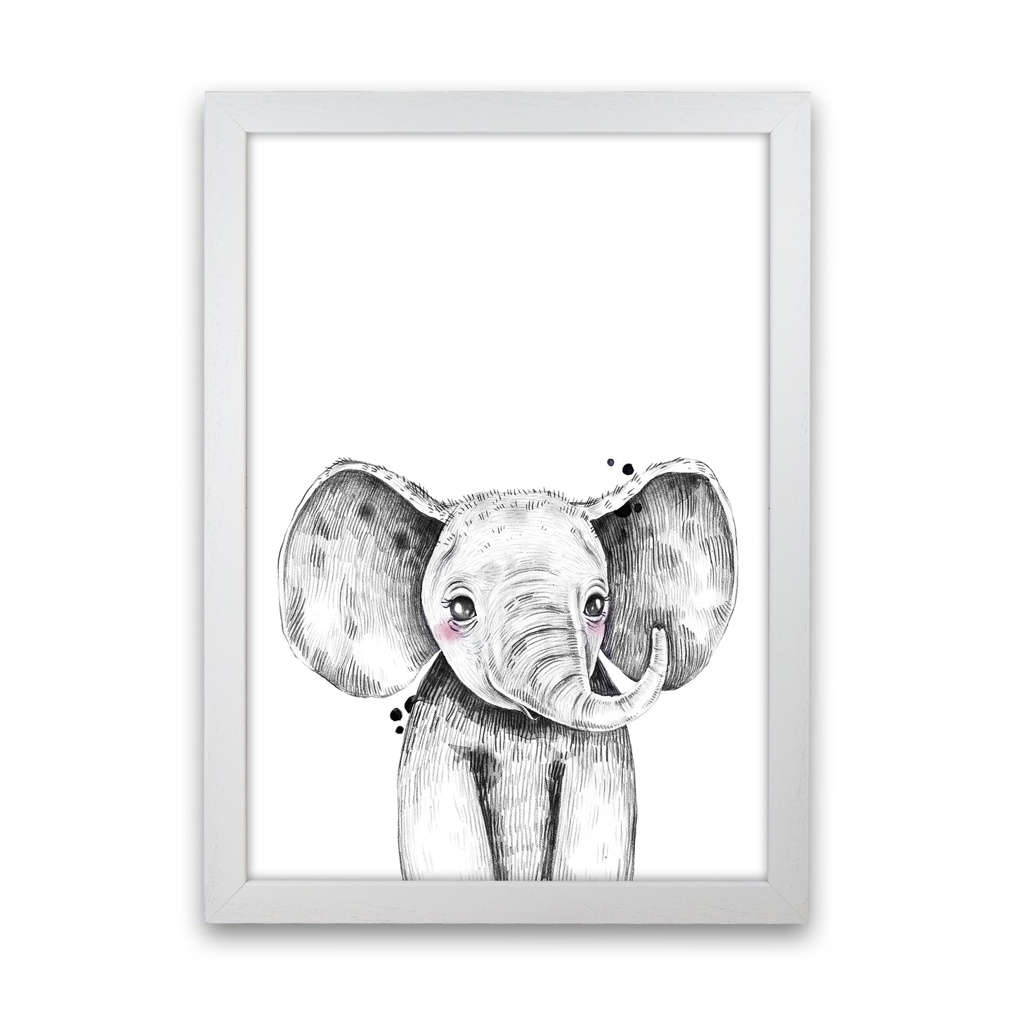 Safari Babies Elephant Art Print by Pixy Paper White Grain