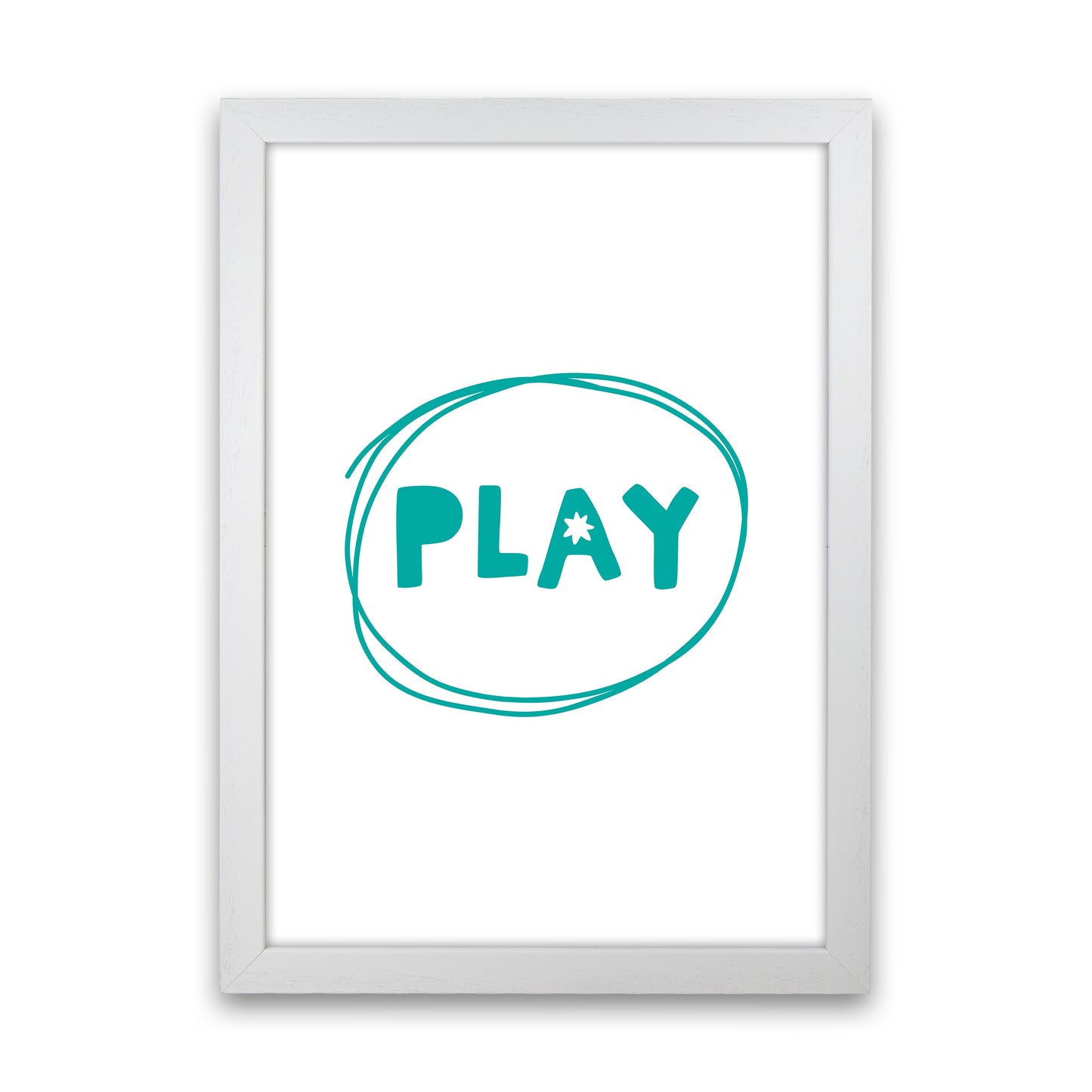Play Teal Super Scandi Art Print by Pixy Paper White Grain