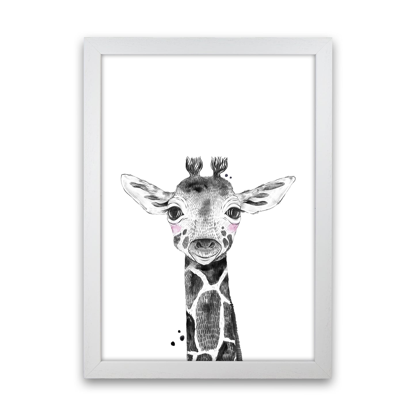 Safari Babies Giraffe Art Print by Pixy Paper White Grain