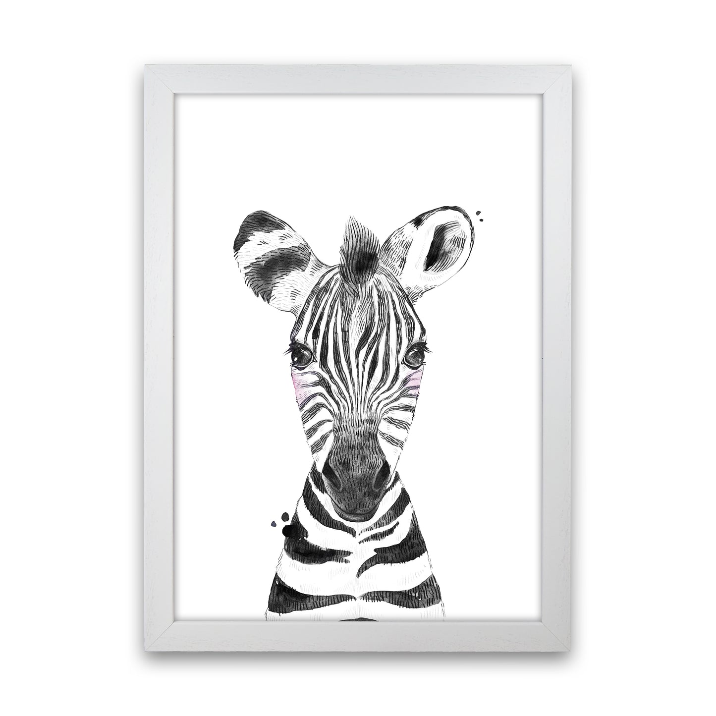 Safari Babies Zebra Art Print by Pixy Paper White Grain