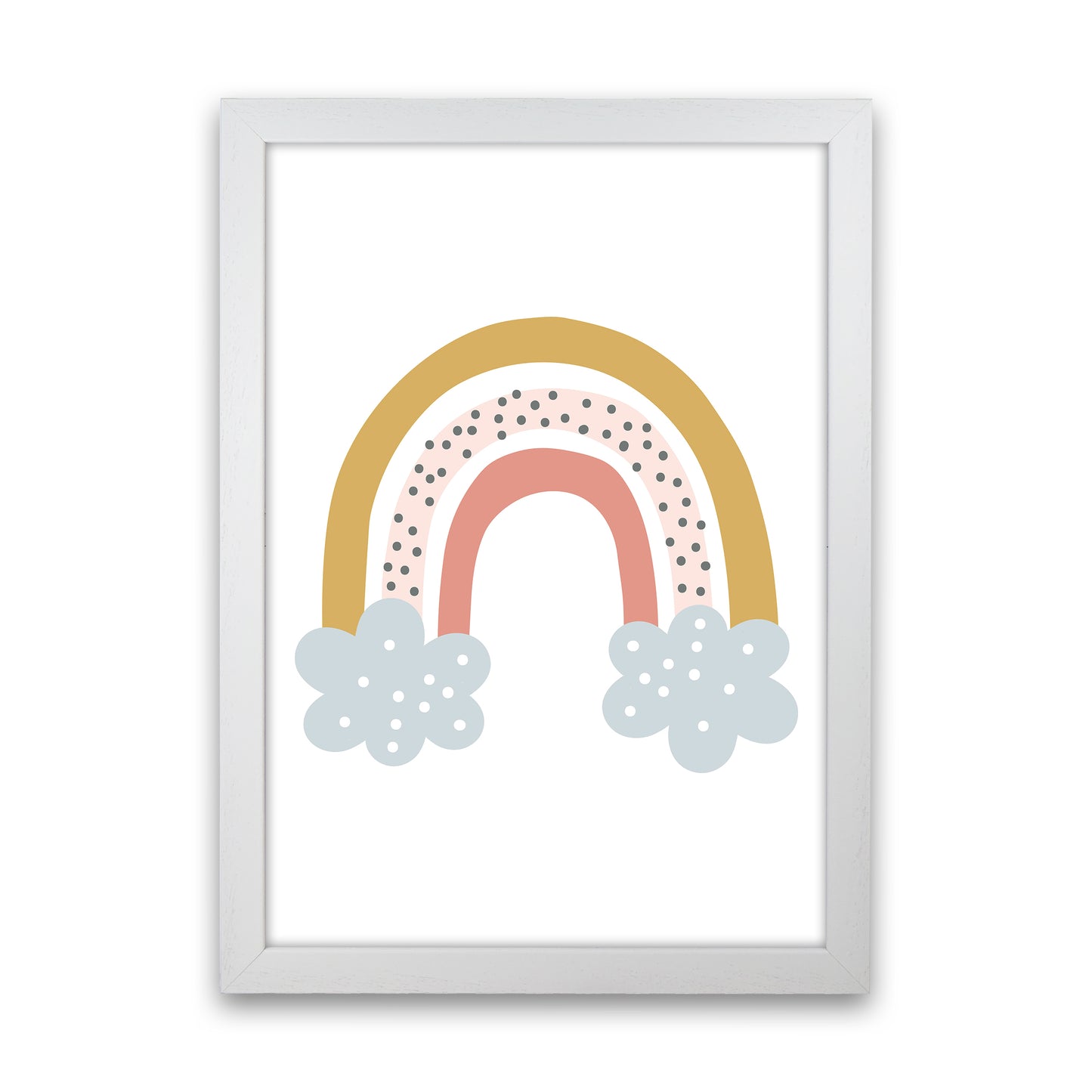Rainbow With Clouds Art Print by Pixy Paper White Grain