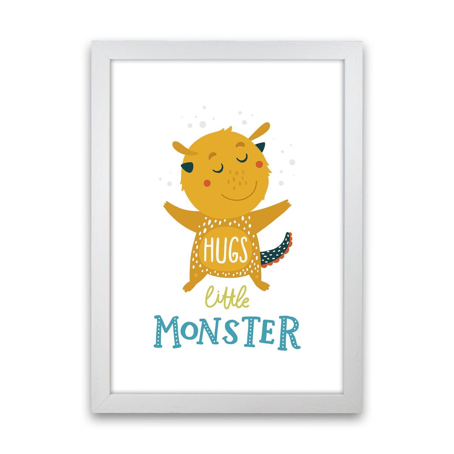 Little Monsters Hug Art Print by Pixy Paper White Grain