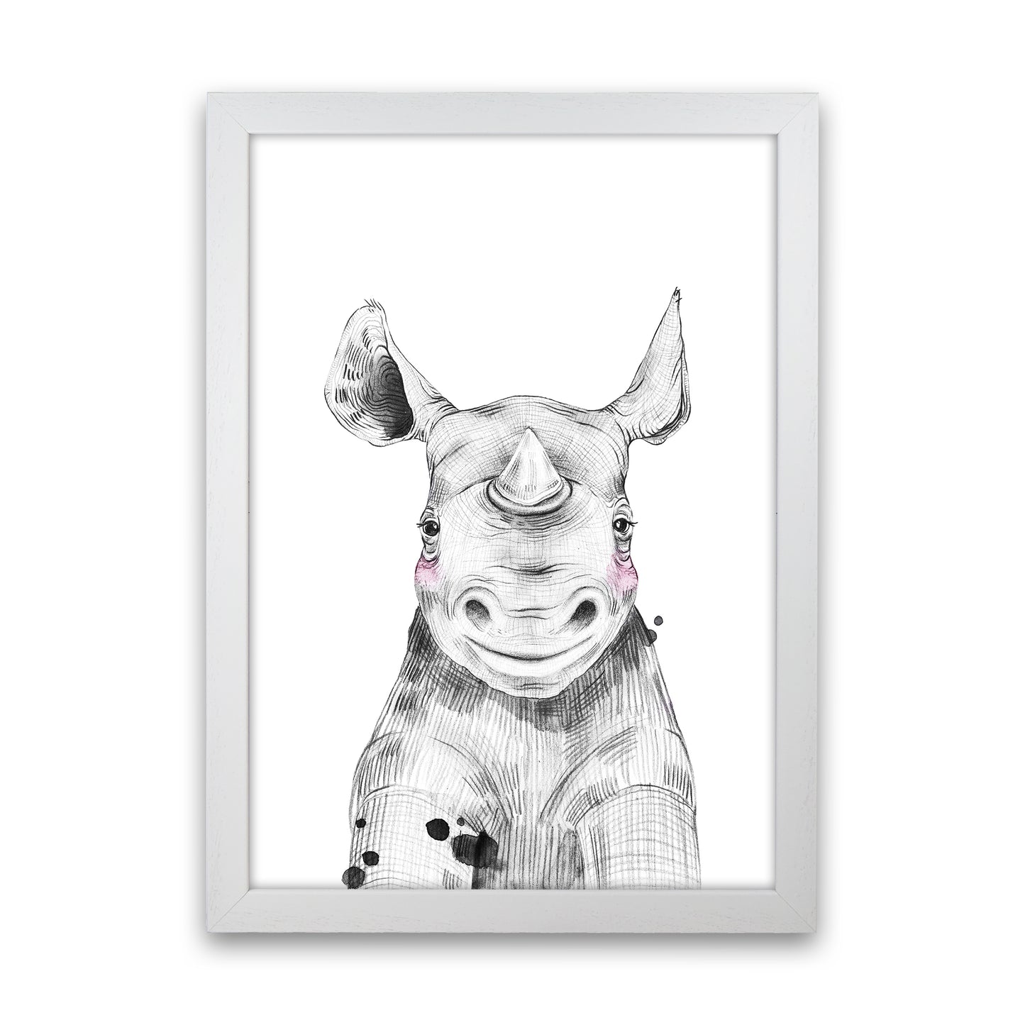 Safari Babies Rhino Art Print by Pixy Paper White Grain