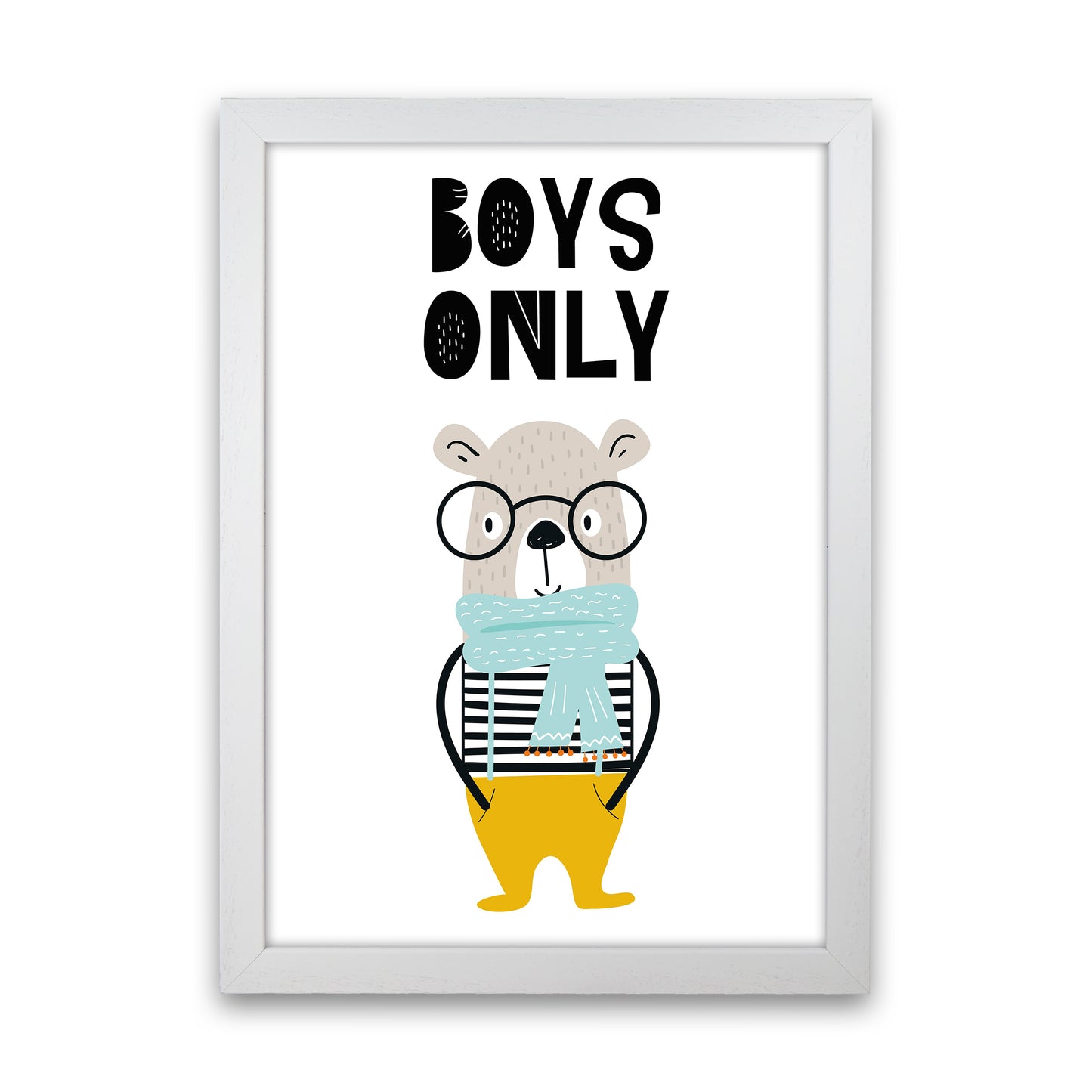 Boys Only Animal Pop Art Print by Pixy Paper White Grain