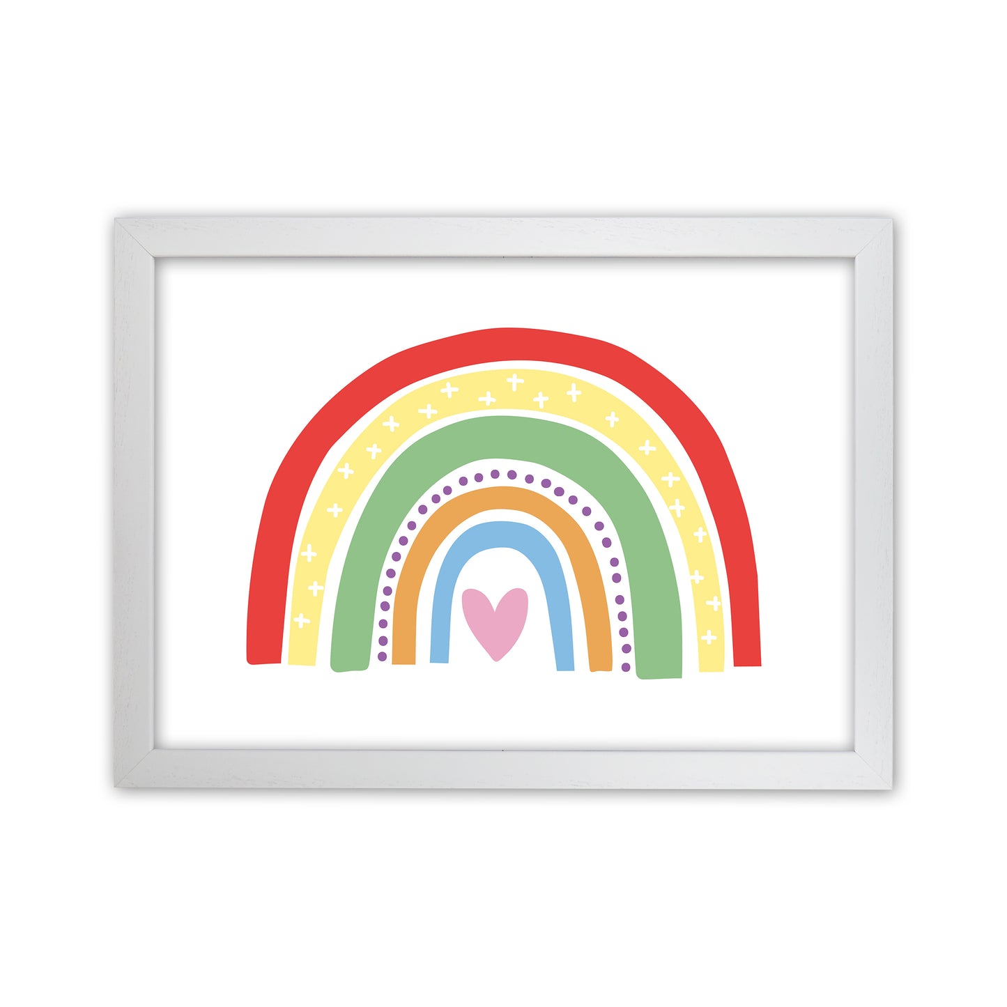 Rainbow With Heart Art Print by Pixy Paper White Grain
