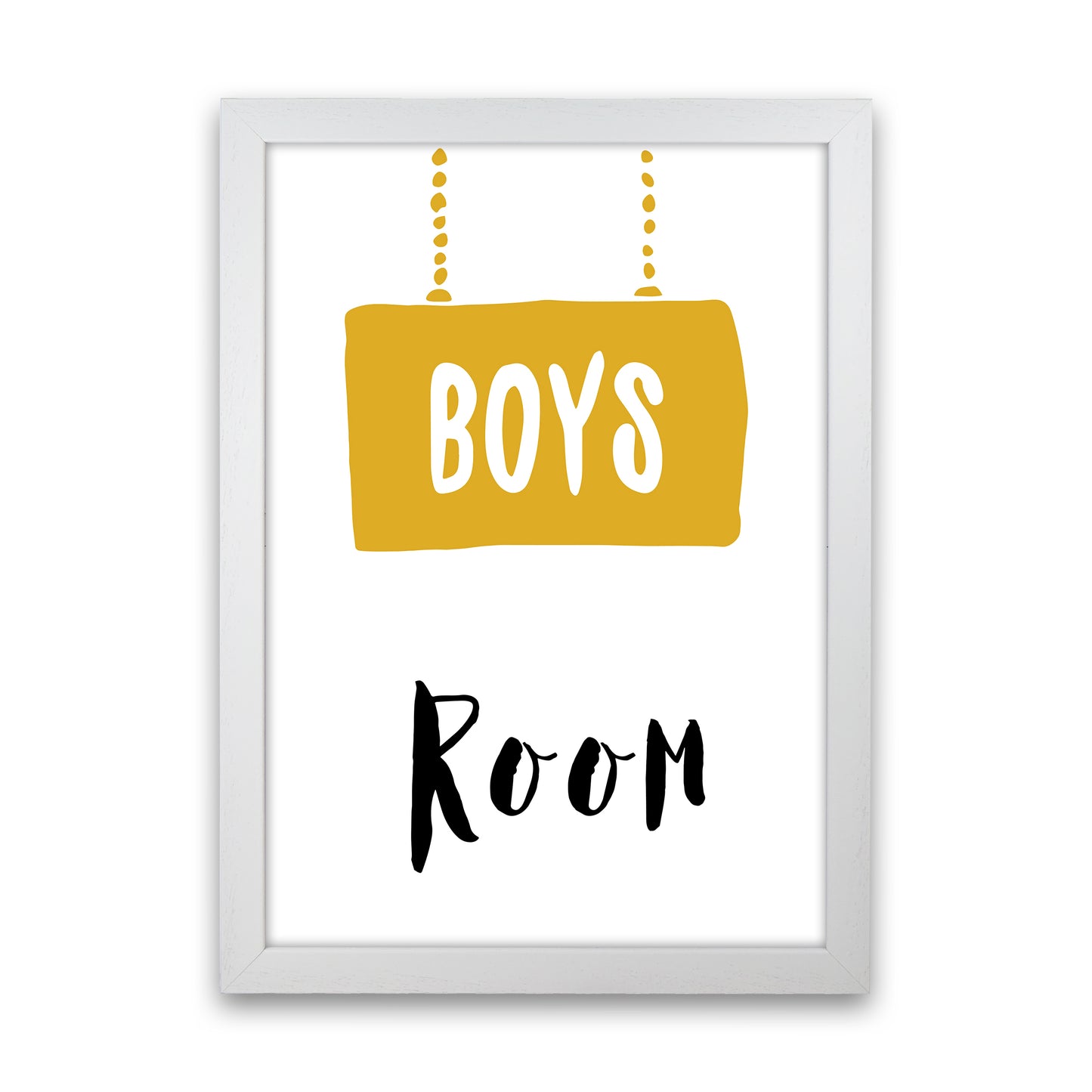 Boys Room Mustard Art Print by Pixy Paper White Grain