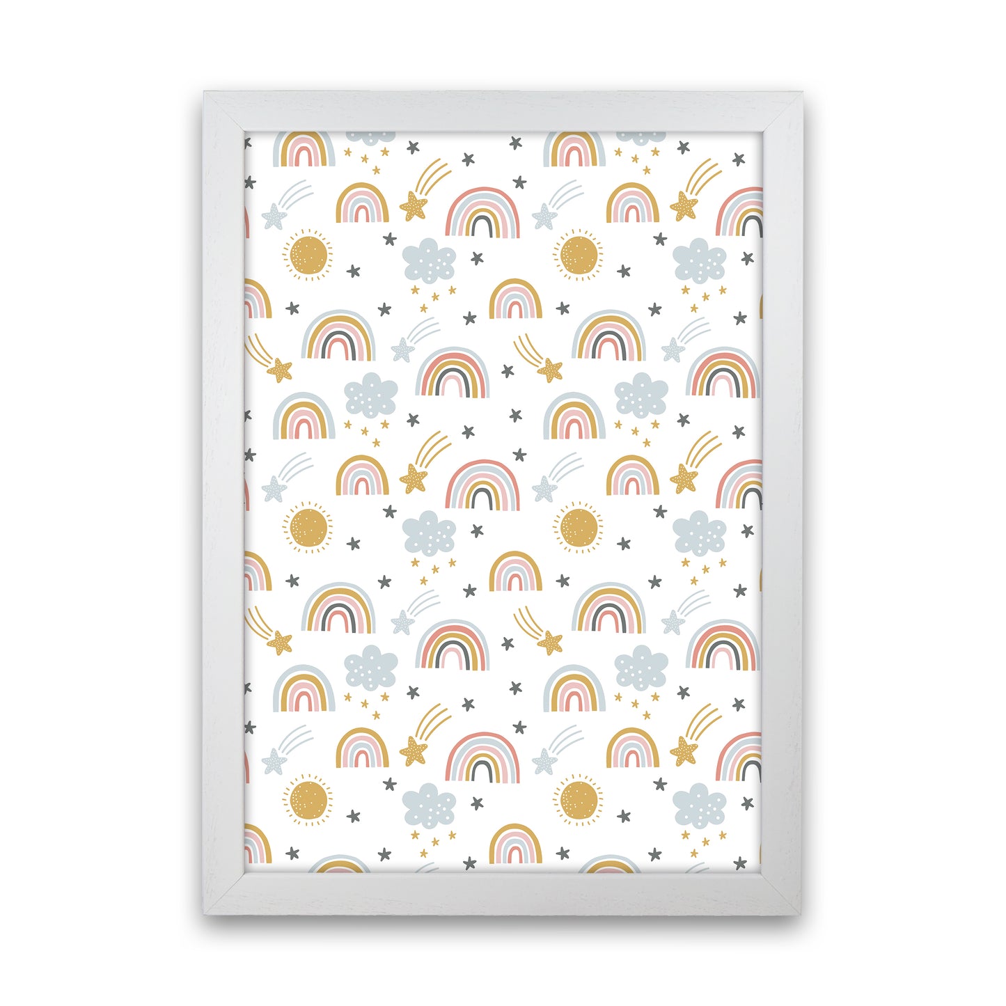 Rainbow Pattern Art Print by Pixy Paper White Grain