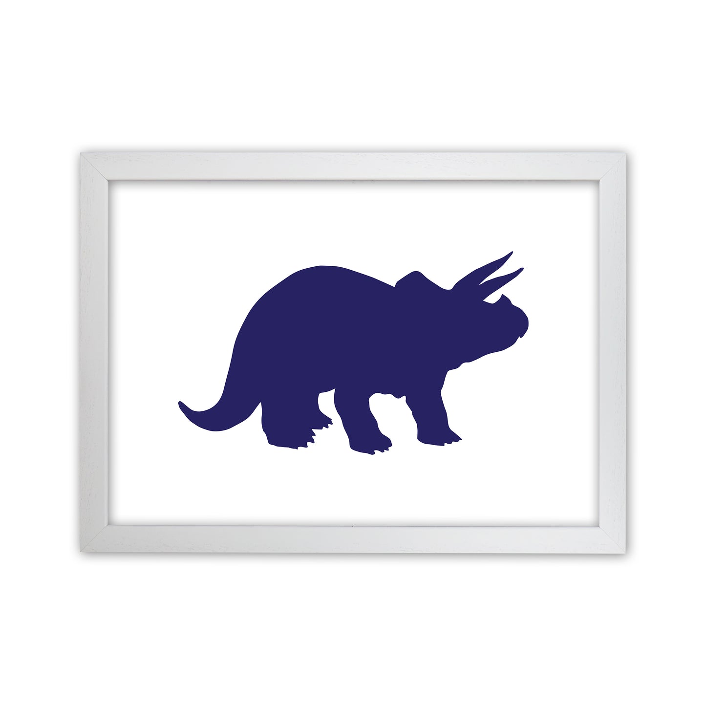 Triceratops Navy Art Print by Pixy Paper White Grain