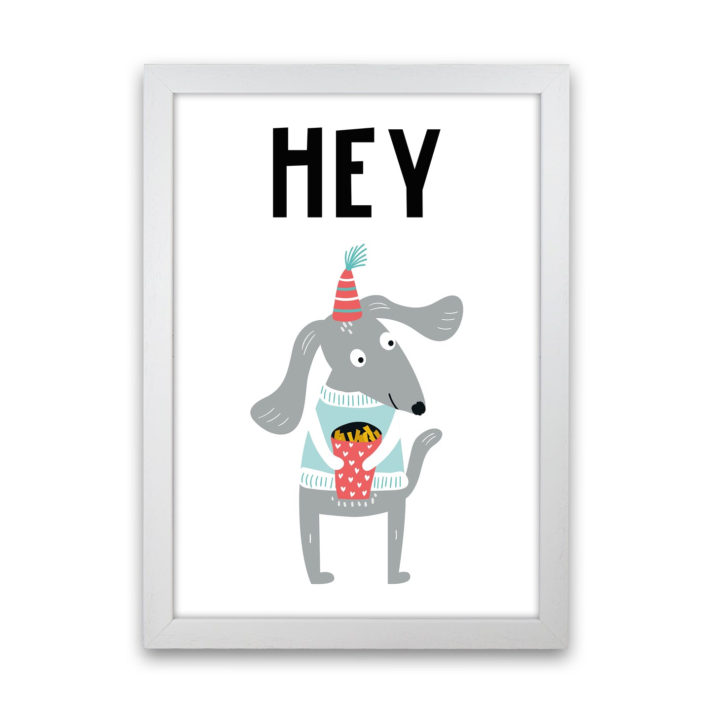 Hey Animal Pop Art Print by Pixy Paper White Grain