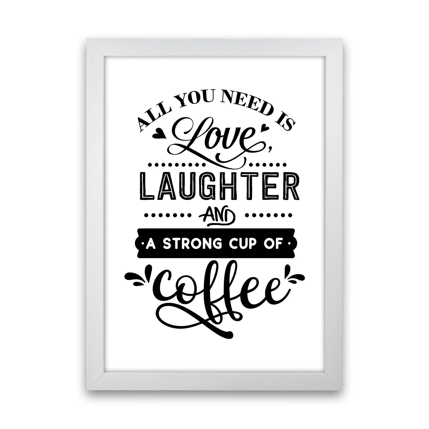 All You Need Is Love And Coffee Art Print by Pixy Paper White Grain