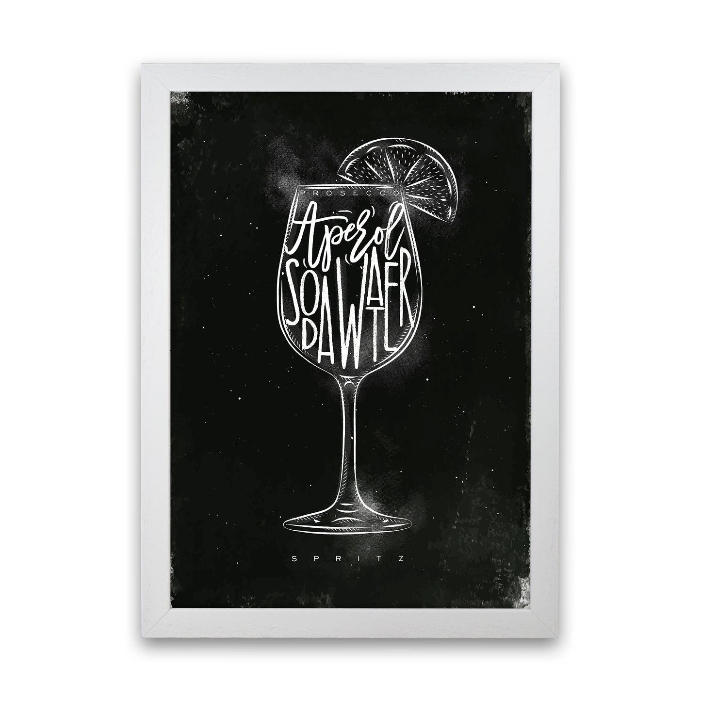 Prosecco Spritz Cocktail Black Art Print by Pixy Paper White Grain
