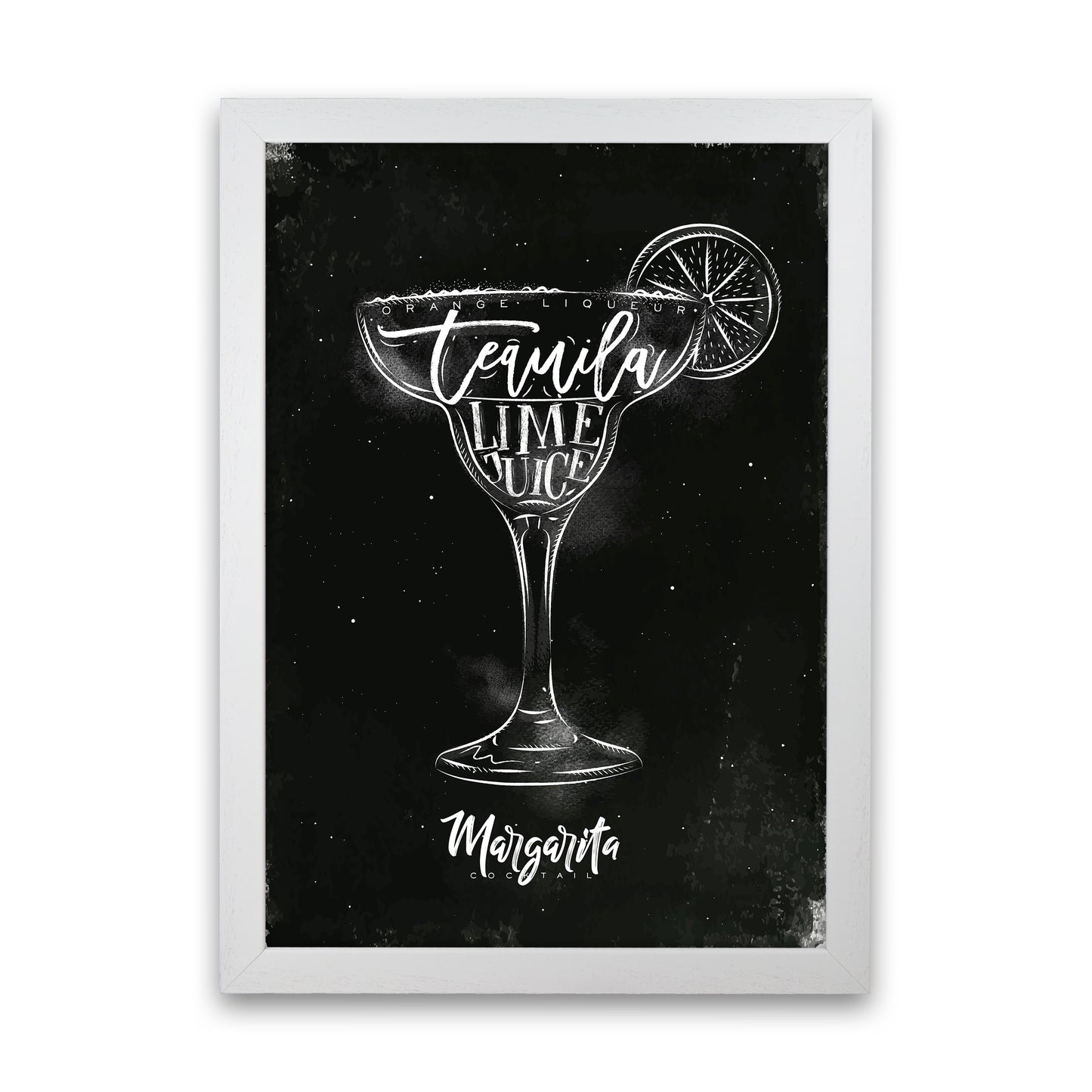 Margarita Cocktail Black Art Print by Pixy Paper White Grain