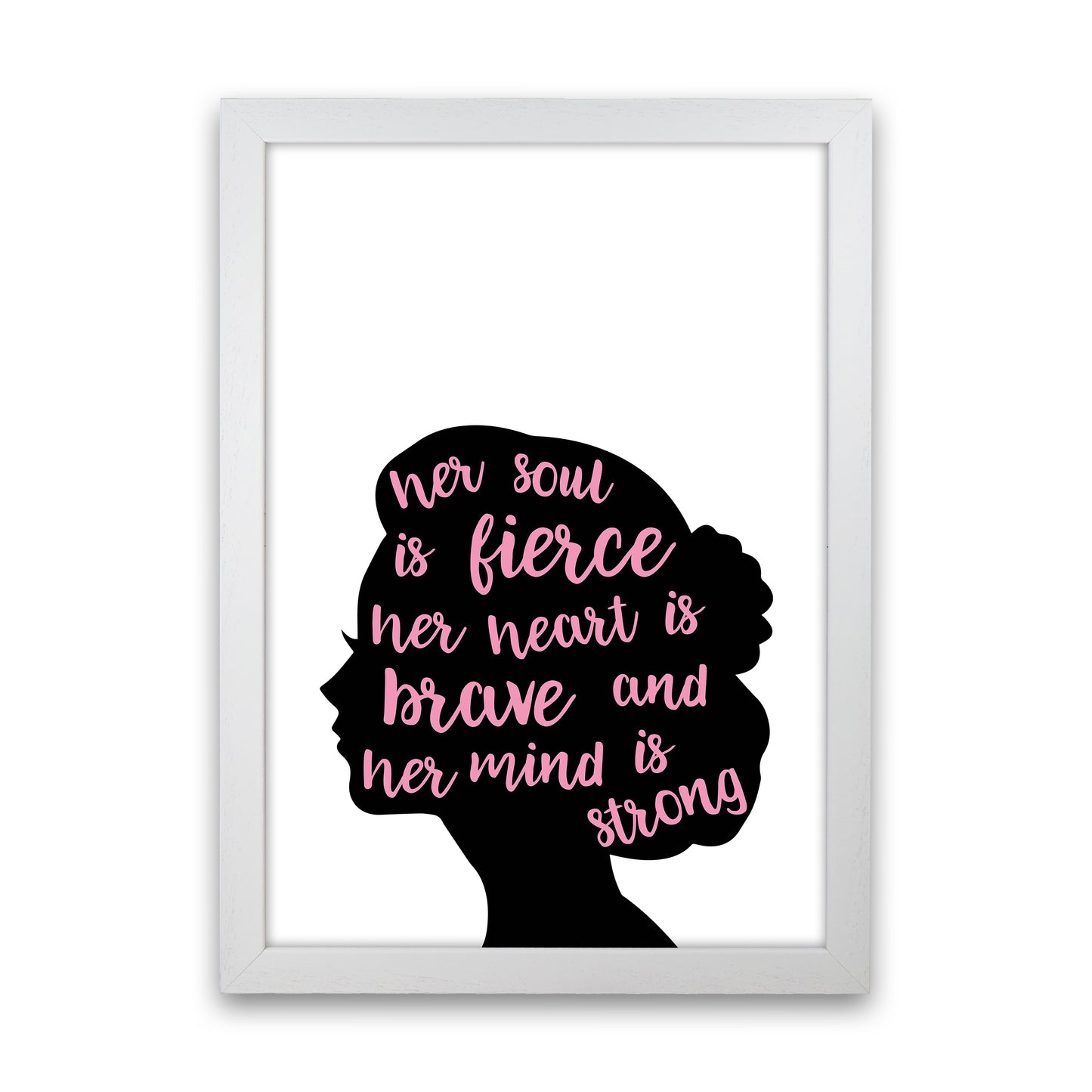 Her Soul Is Fierce Pink Art Print by Pixy Paper White Grain