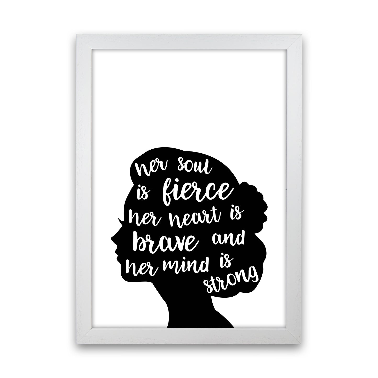 Her Soul Is Fierce White Art Print by Pixy Paper White Grain