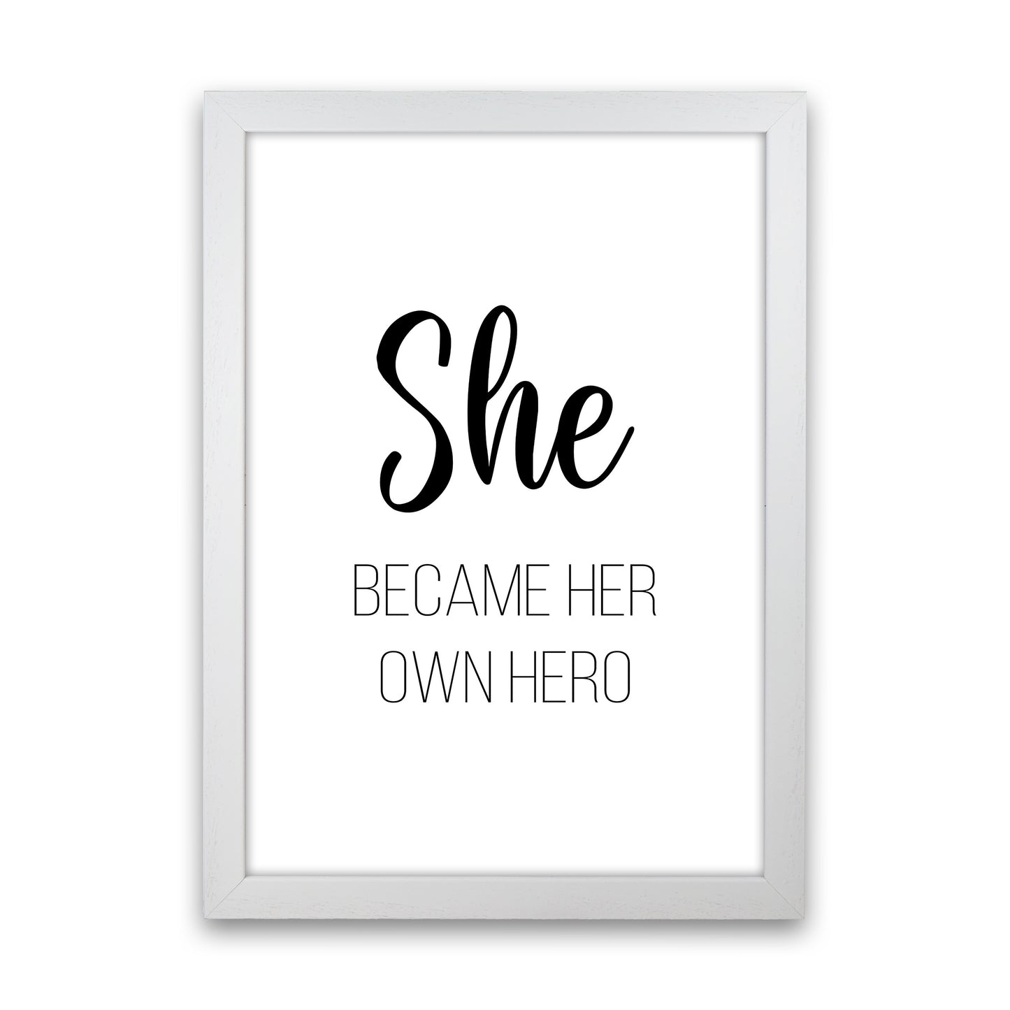 She Became Her Own Hero Art Print by Pixy Paper White Grain