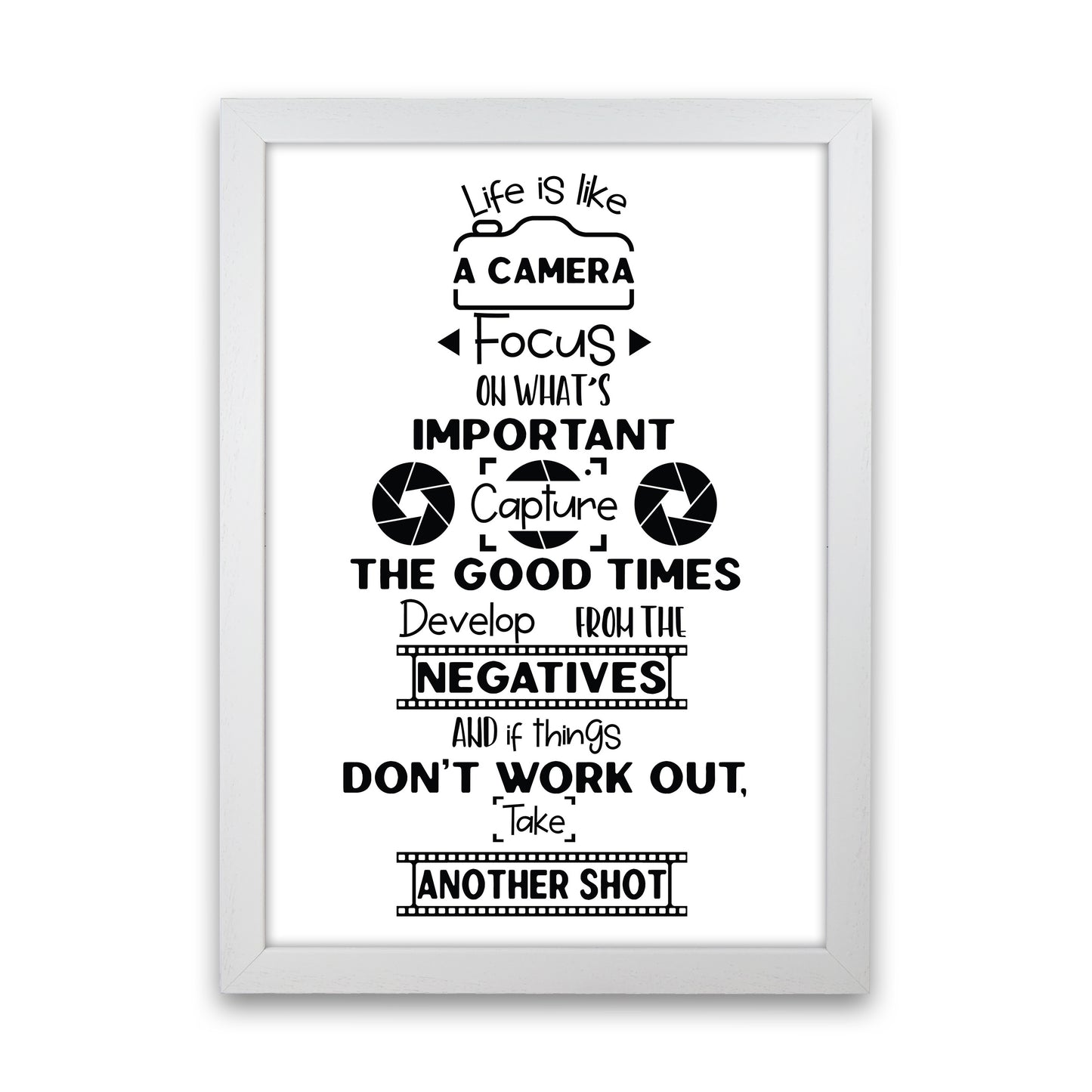 Life Is Like A Camera Art Print by Pixy Paper White Grain