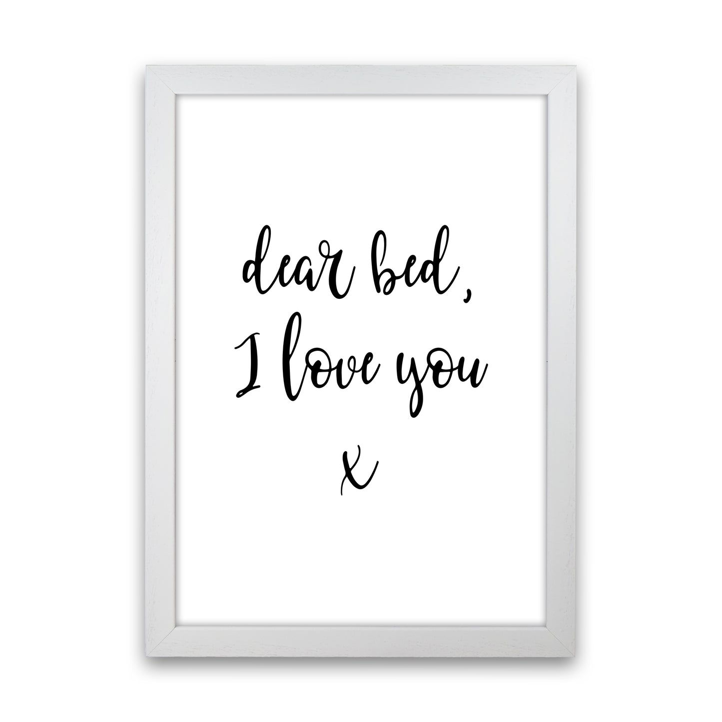 Dear Bed I Love You Art Print by Pixy Paper White Grain
