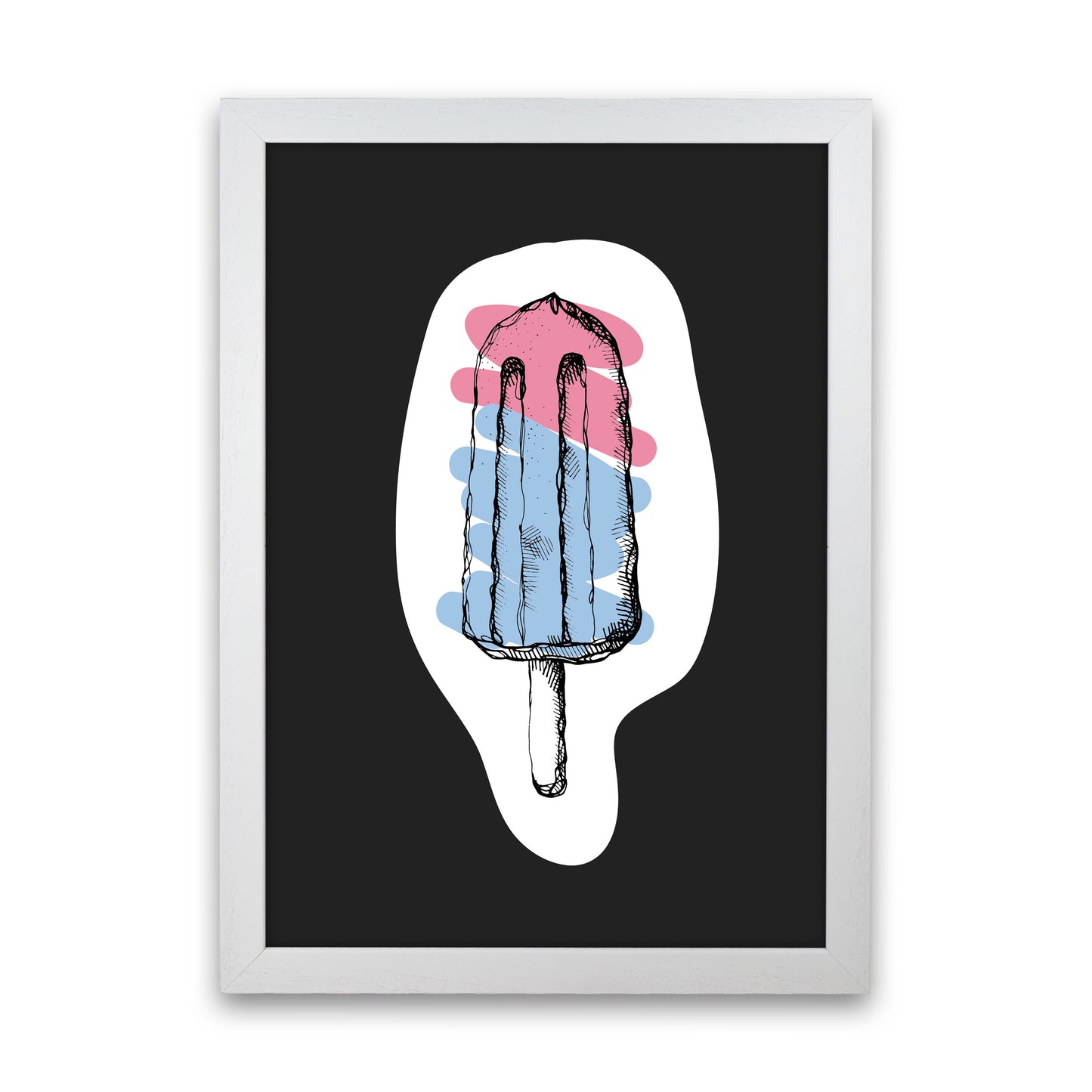 Kitchen Pop Ice Lolly Off Black Art Print by Pixy Paper White Grain