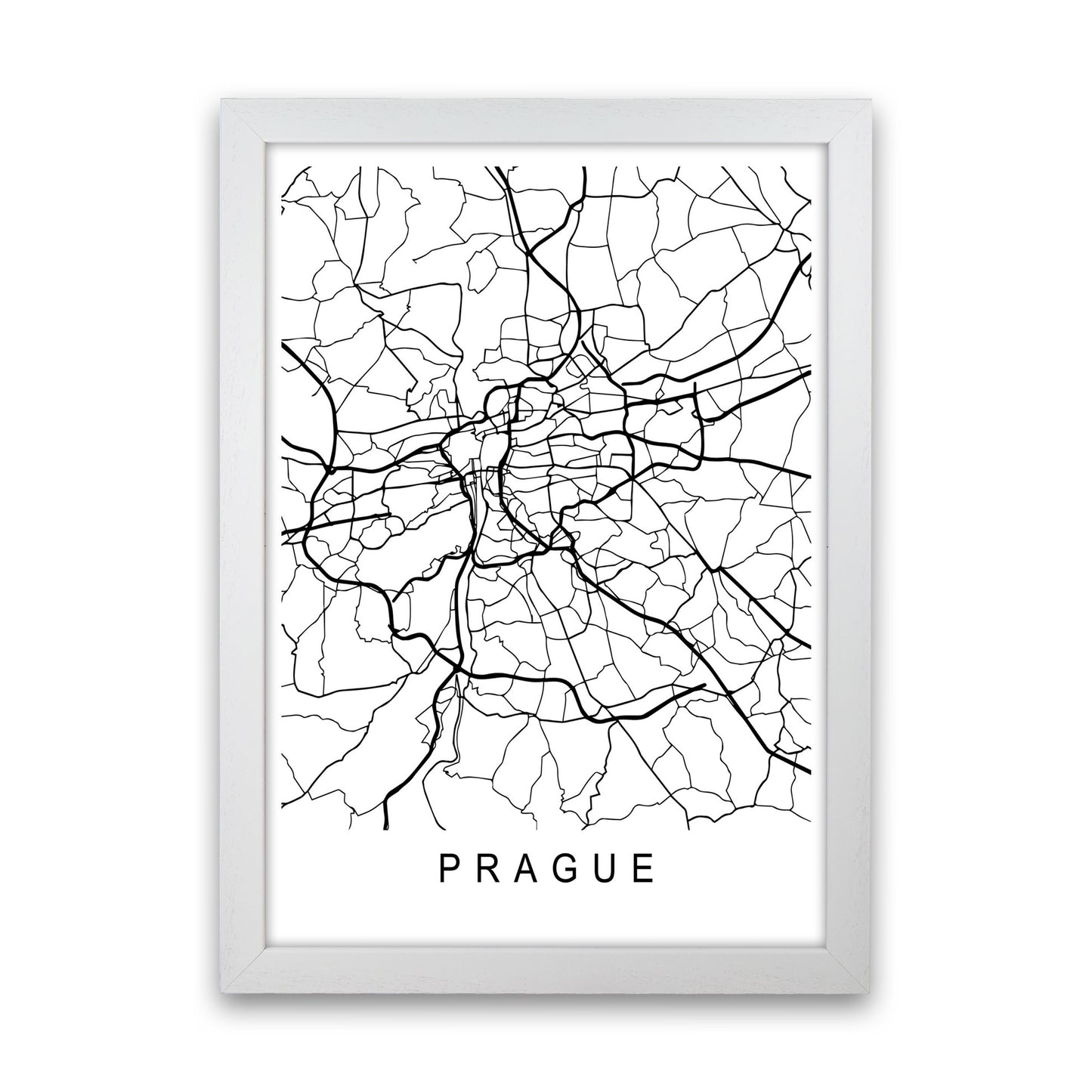 Prague Map Art Print by Pixy Paper White Grain