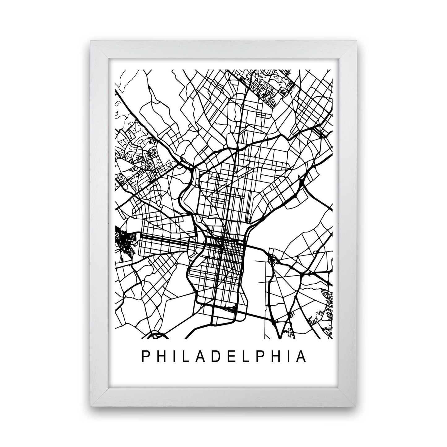 Philadelphia Map Art Print by Pixy Paper White Grain