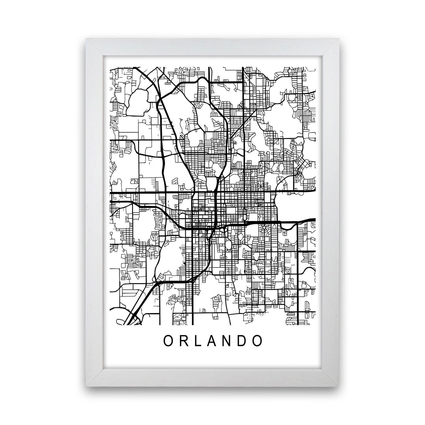 Orlando Map Art Print by Pixy Paper White Grain