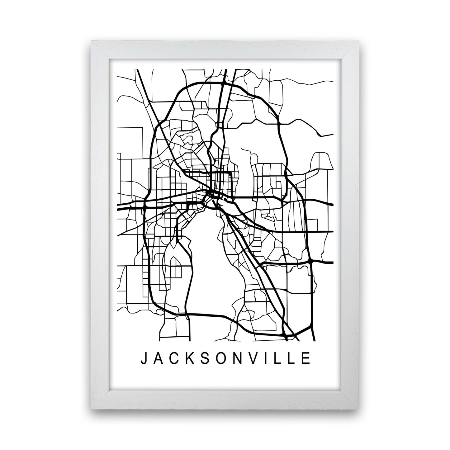 Jacksonville Map Art Print by Pixy Paper White Grain