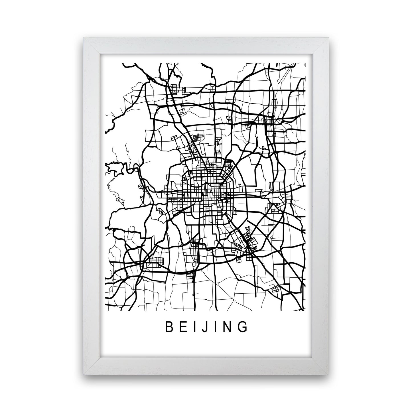 Beijing Map Art Print by Pixy Paper White Grain