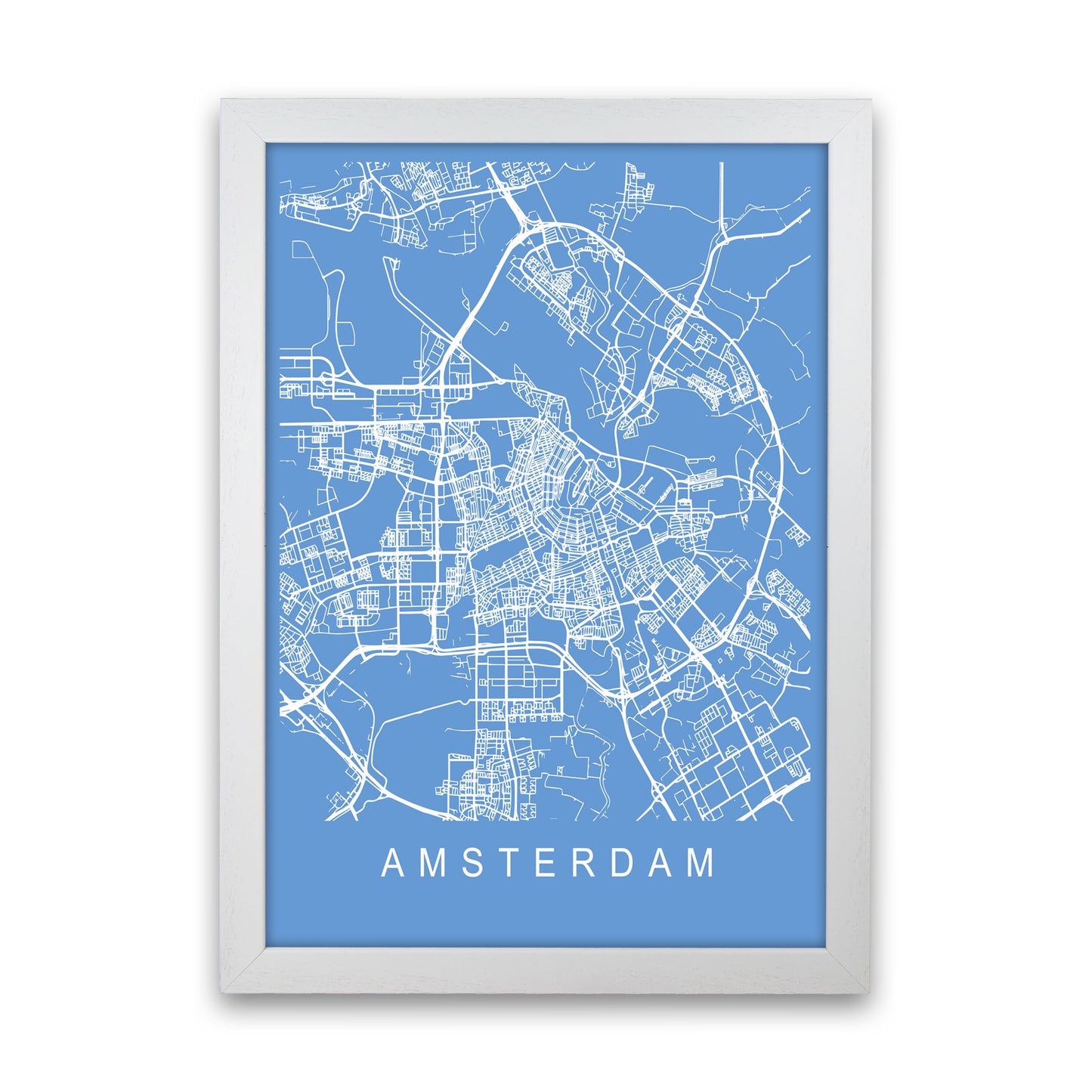 Amsterdam Map Blueprint Art Print by Pixy Paper White Grain