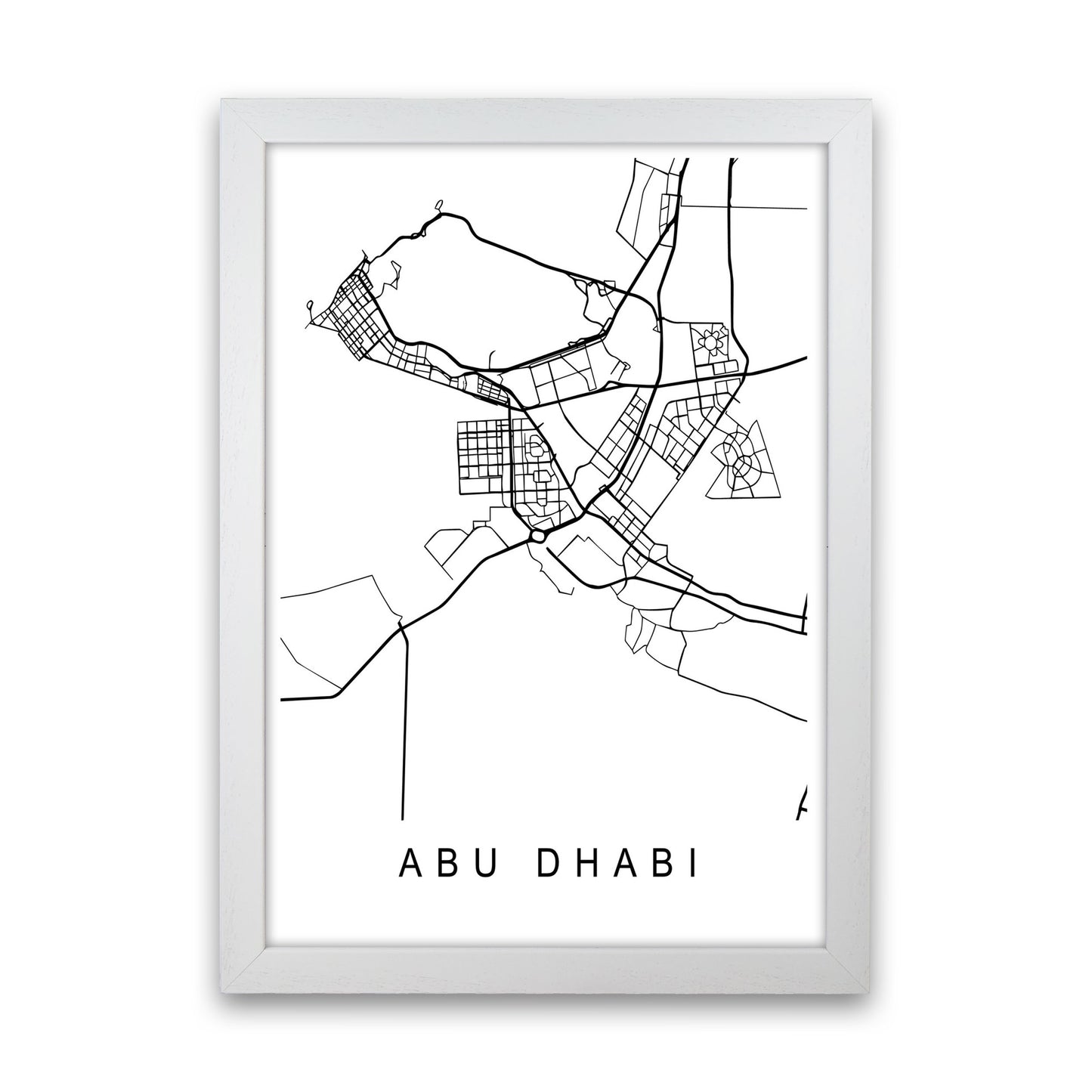 Abu Dhabi Map Art Print by Pixy Paper White Grain