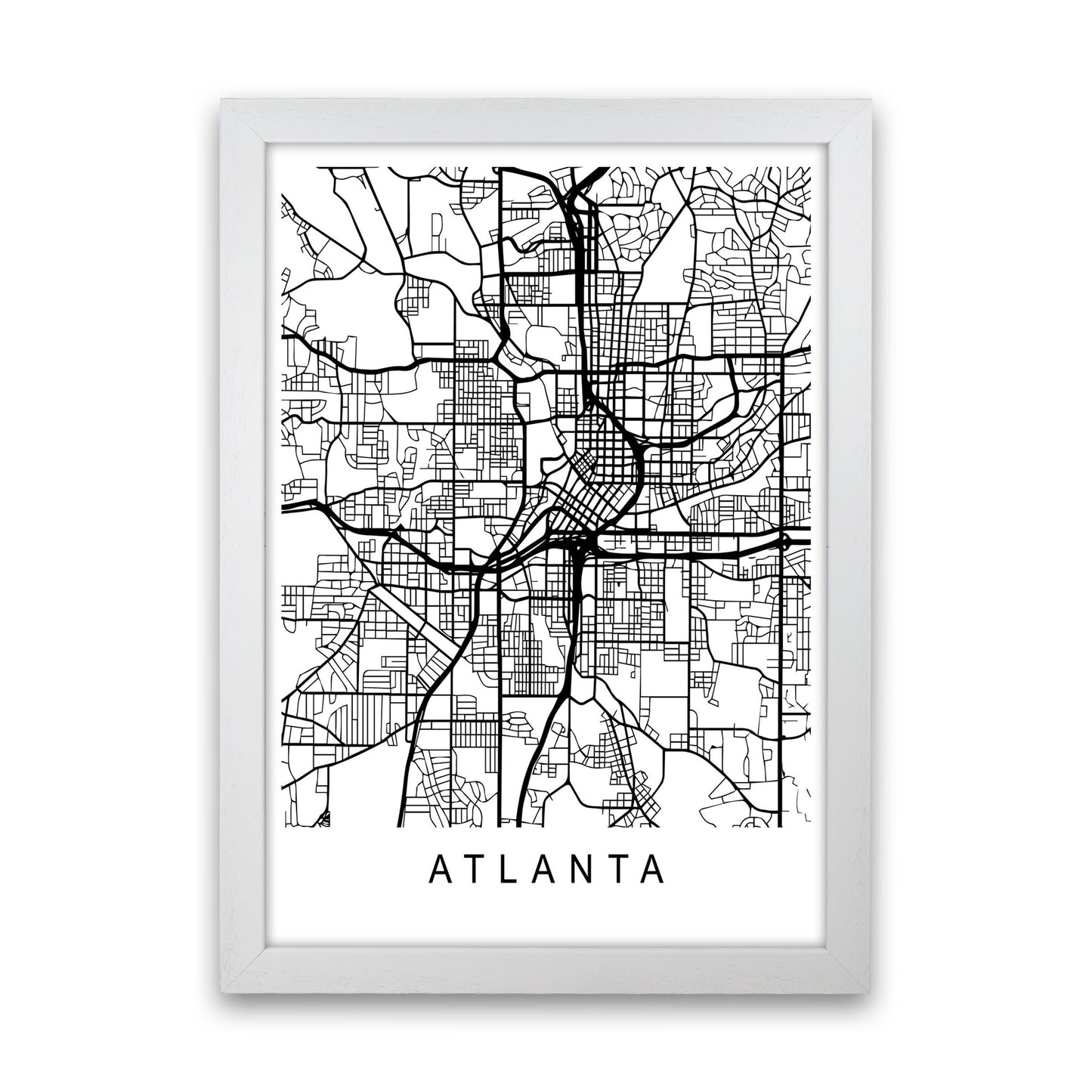 Atlanta Map Art Print by Pixy Paper White Grain