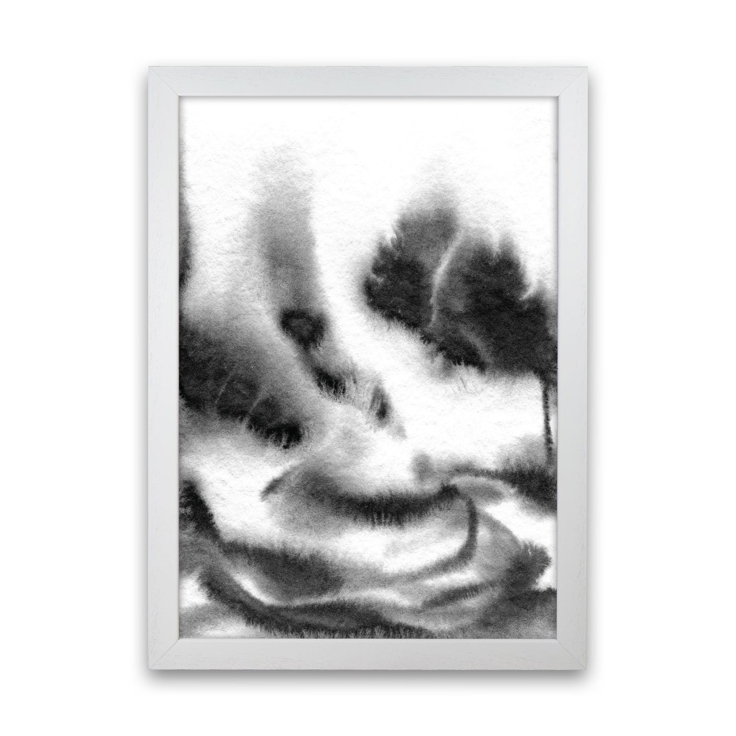 Majestic Monochrome Watercolour 06 Art Print by Pixy Paper White Grain