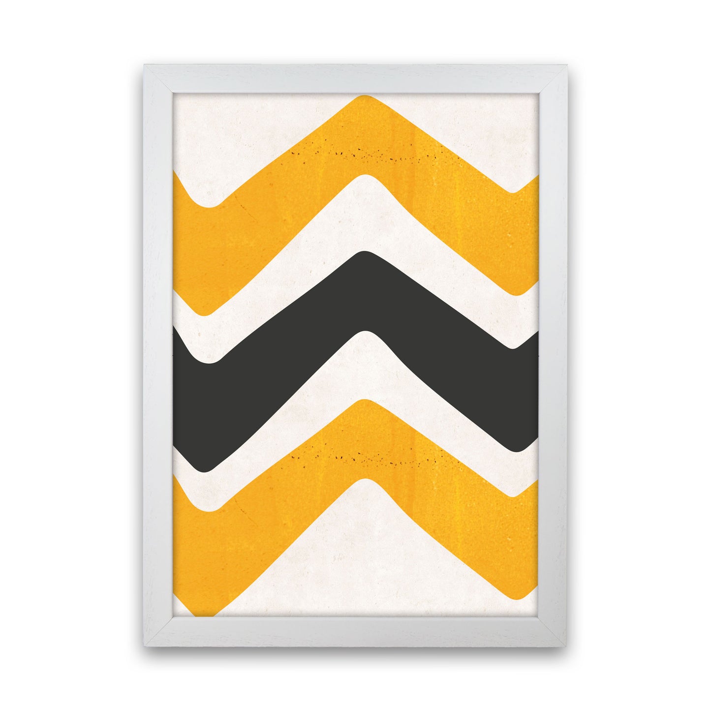 Zig zags mustard Art Print by Pixy Paper White Grain
