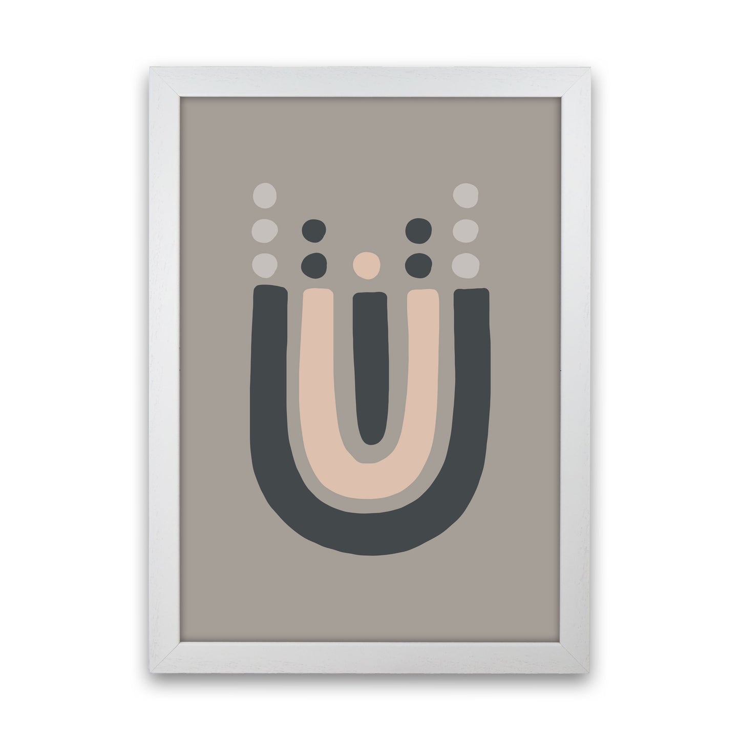 Inspired Upside Down Natural Rainbow Taupe Art Print by Pixy Paper White Grain
