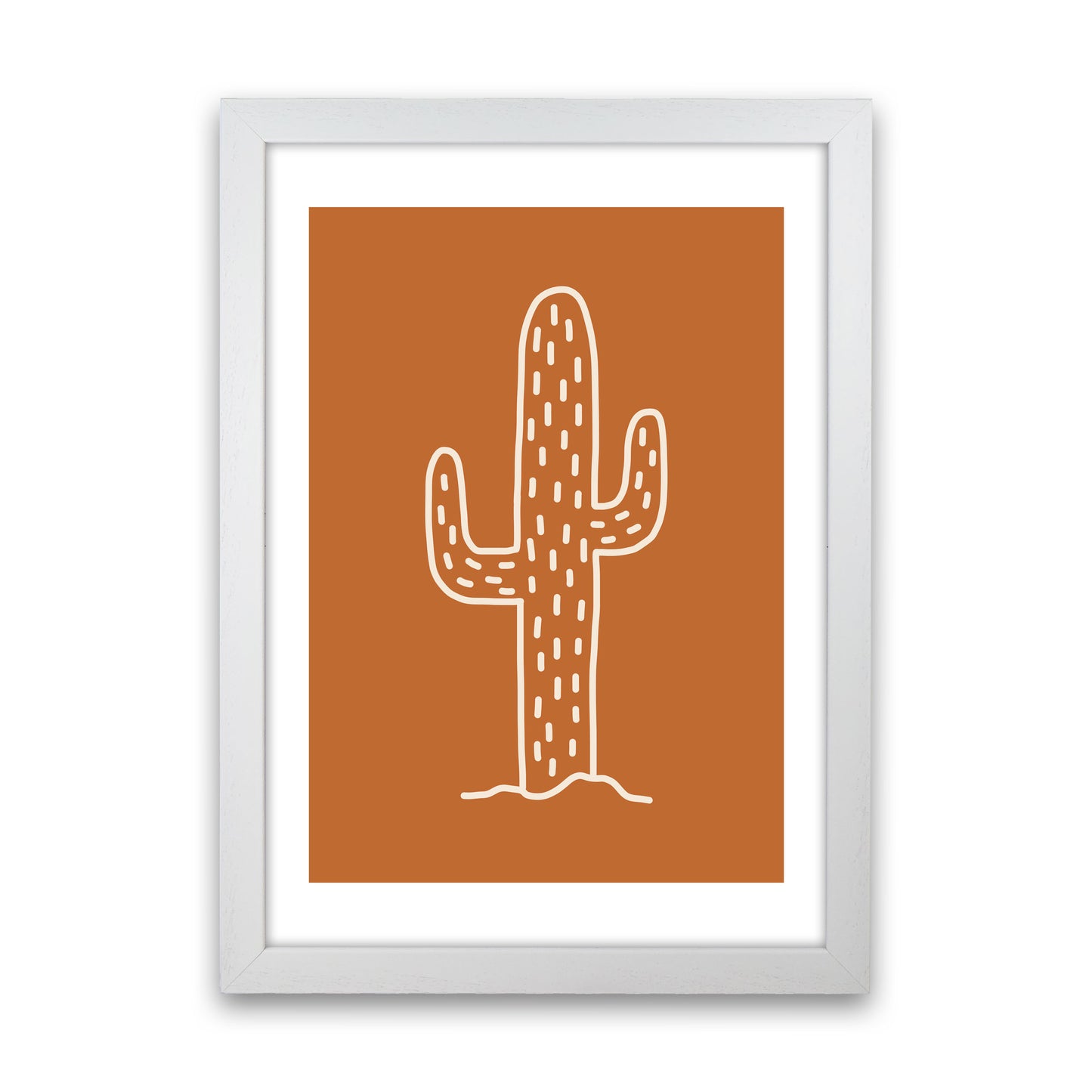 Autumn Cactus Burnt Orange abstract Art Print by Pixy Paper White Grain