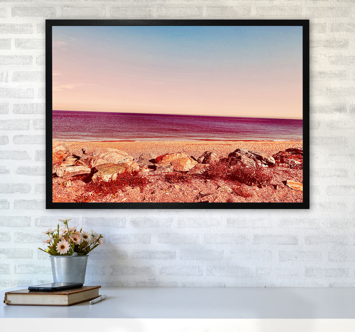 Pink beach Art Print by Proper Job Studio A1 White Frame