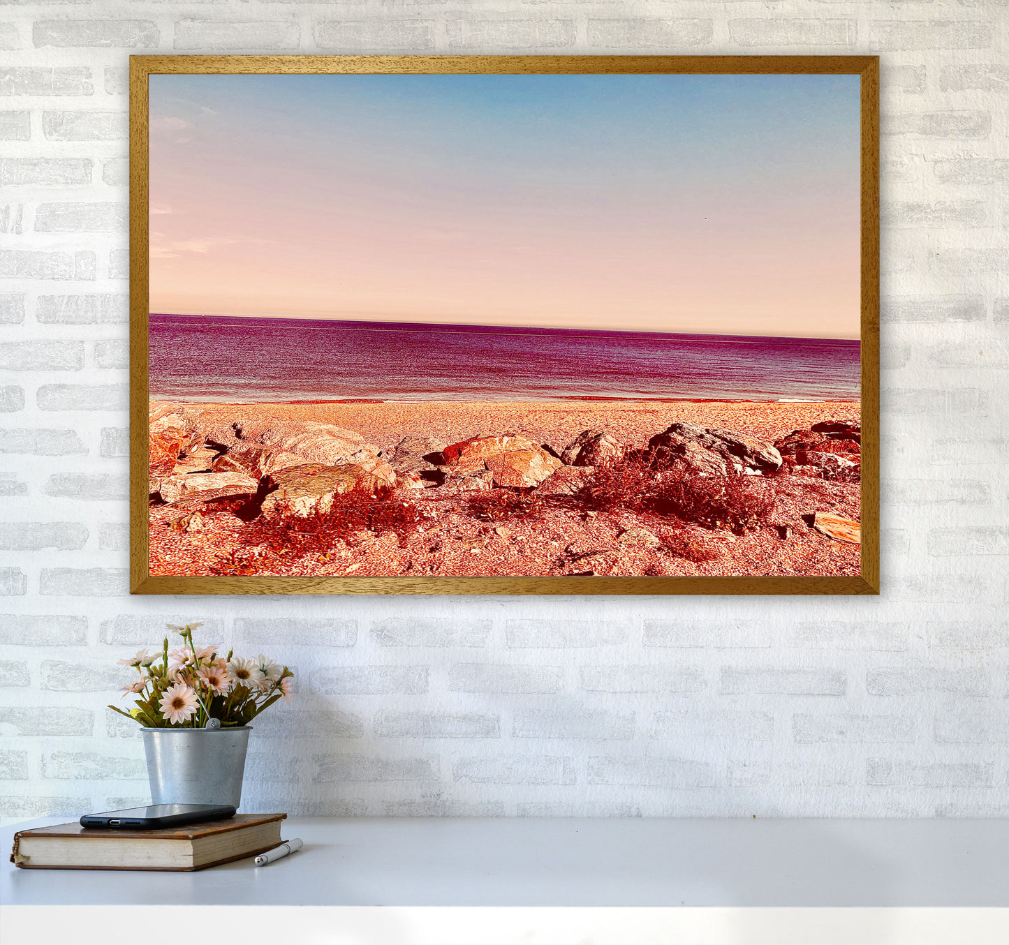 Pink beach Art Print by Proper Job Studio A1 Print Only
