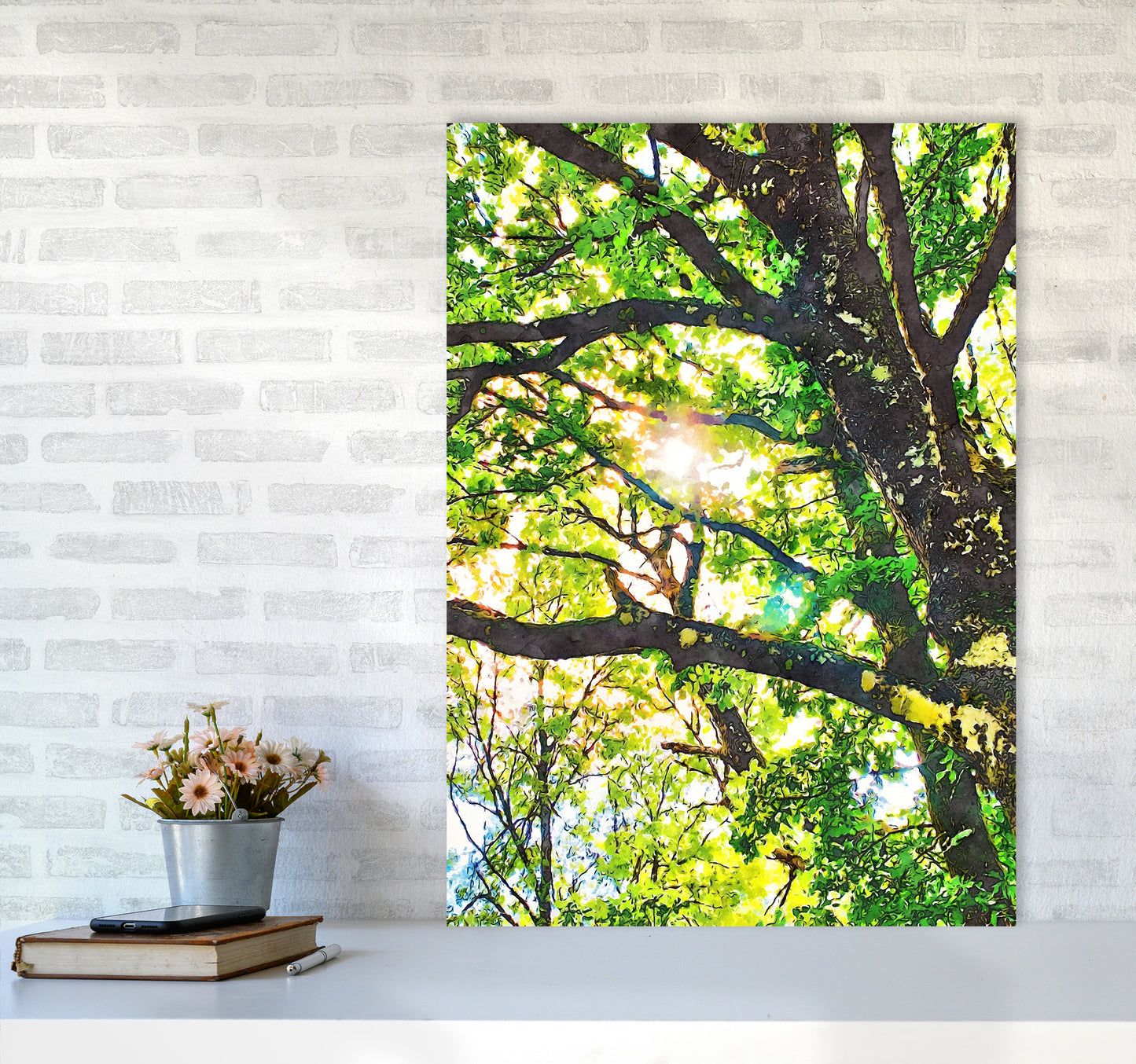 Sun through green leaves A1 Black Frame