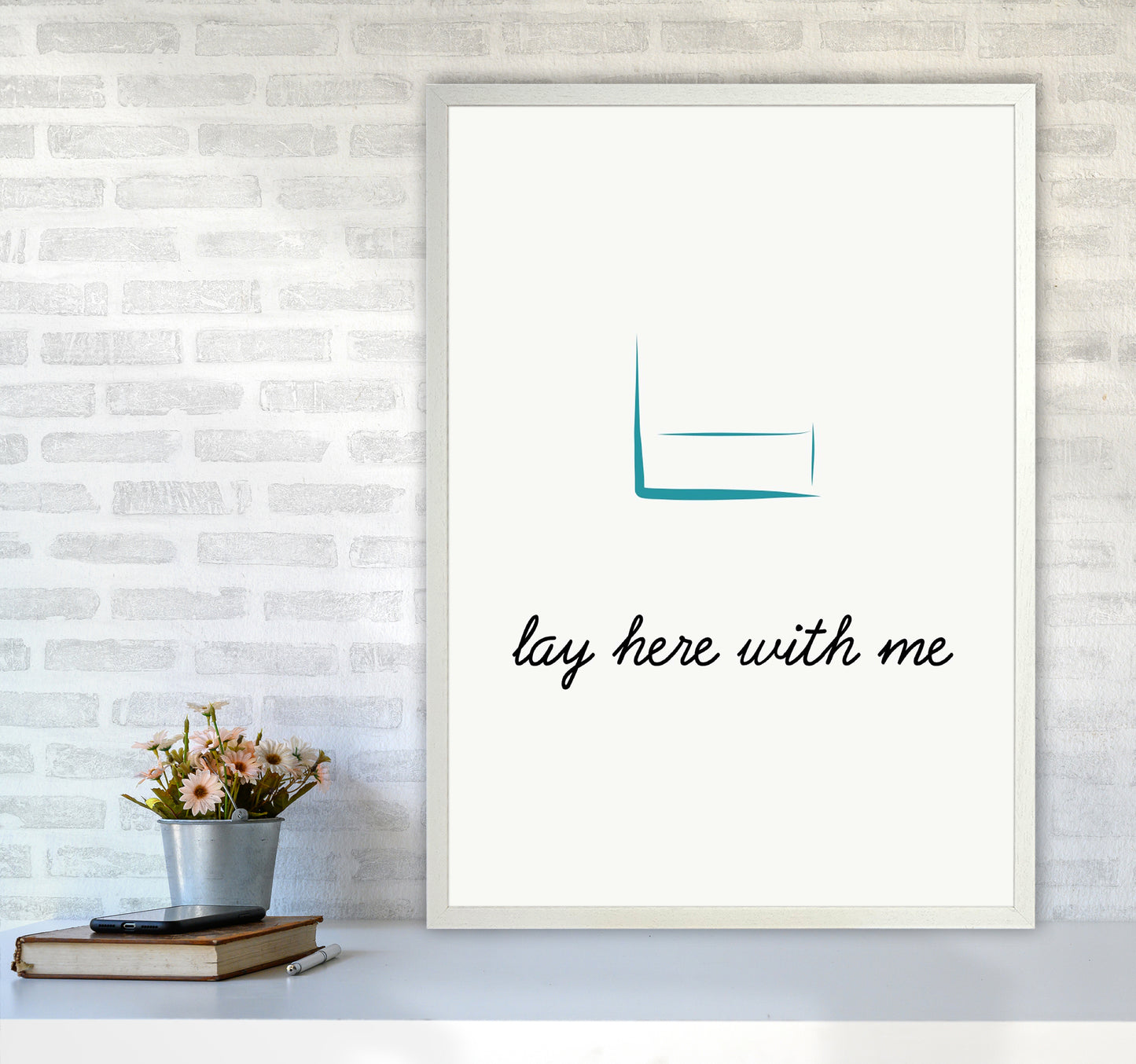 Lay here Quote Art Print by Proper Job Studio A1 Oak Frame