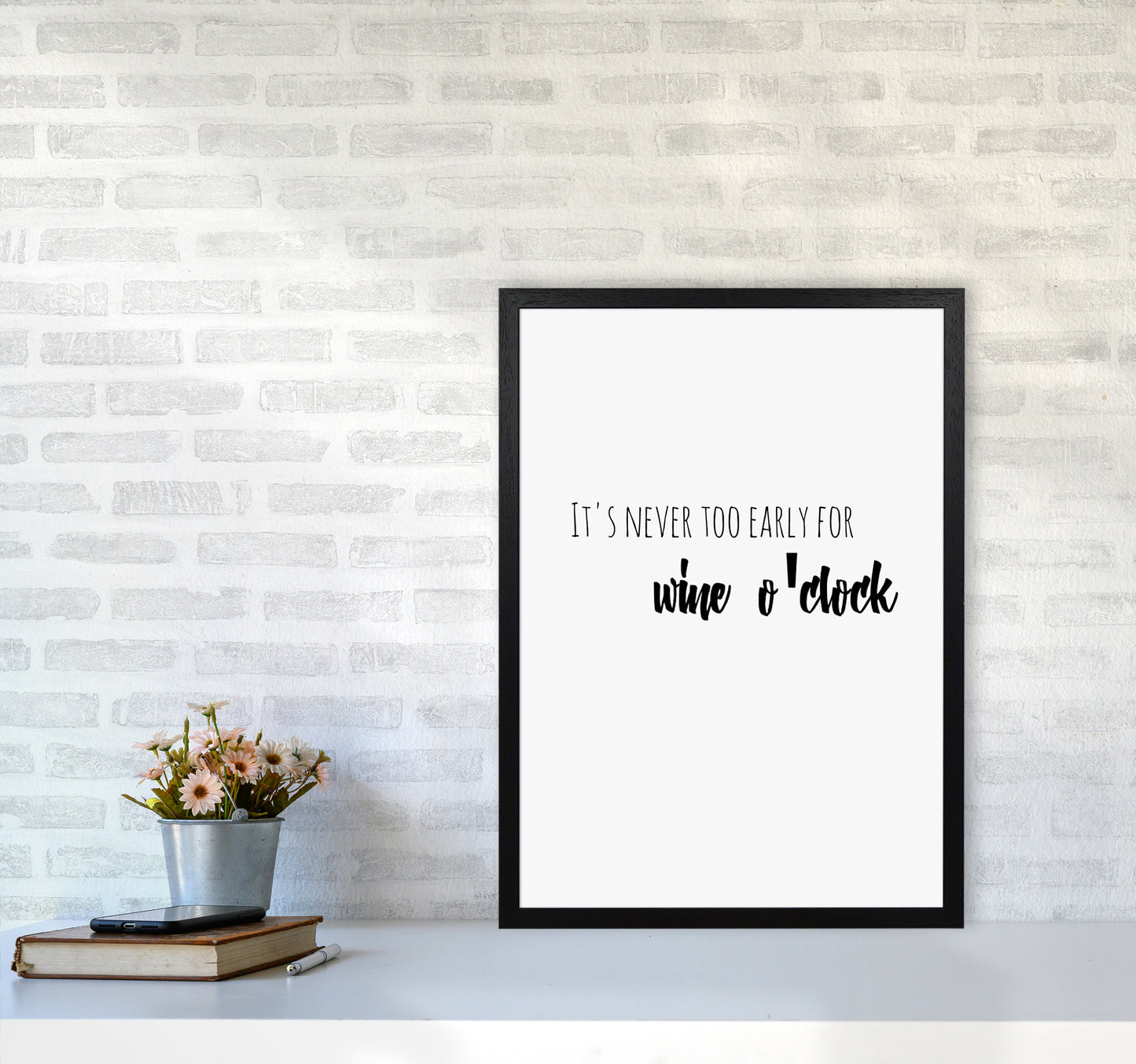 Wine o'clock Quote Art Print by Proper Job Studio A2 White Frame