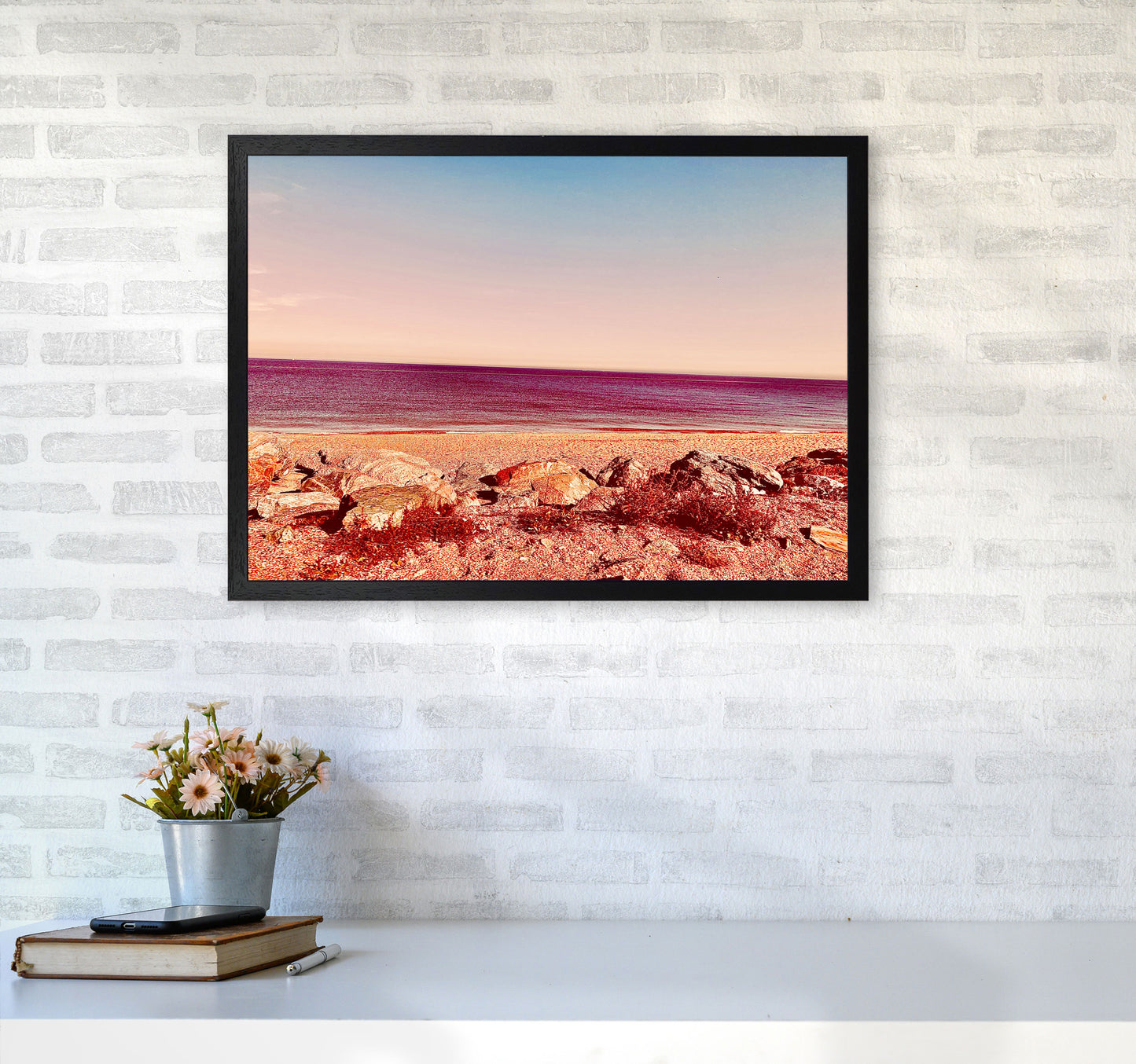 Pink beach Art Print by Proper Job Studio A2 White Frame