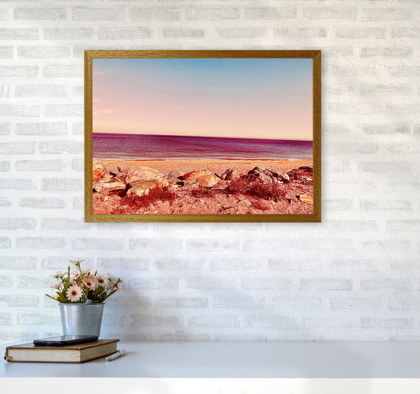 Pink beach Art Print by Proper Job Studio A2 Print Only