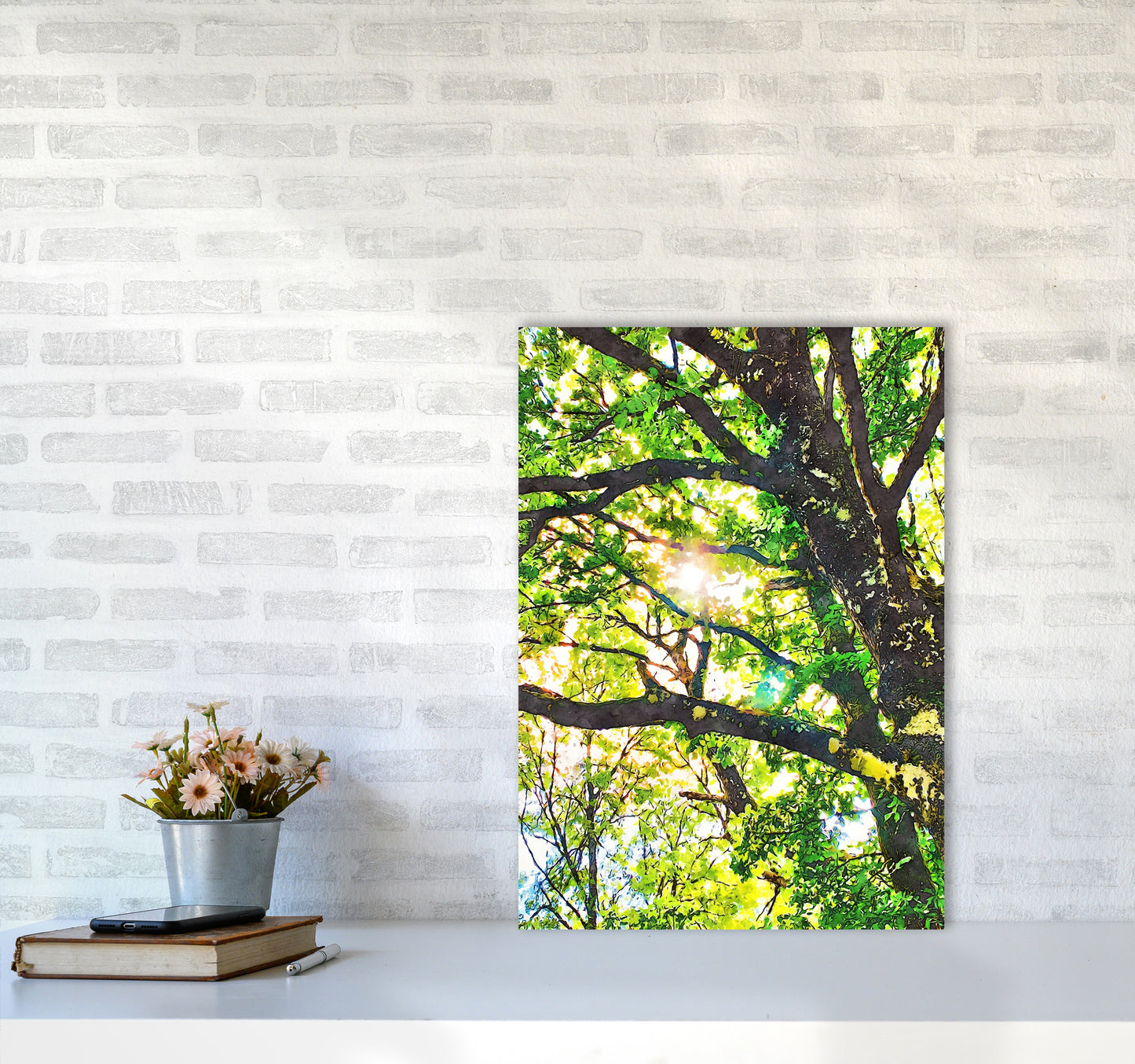 Sun through green leaves A2 Black Frame