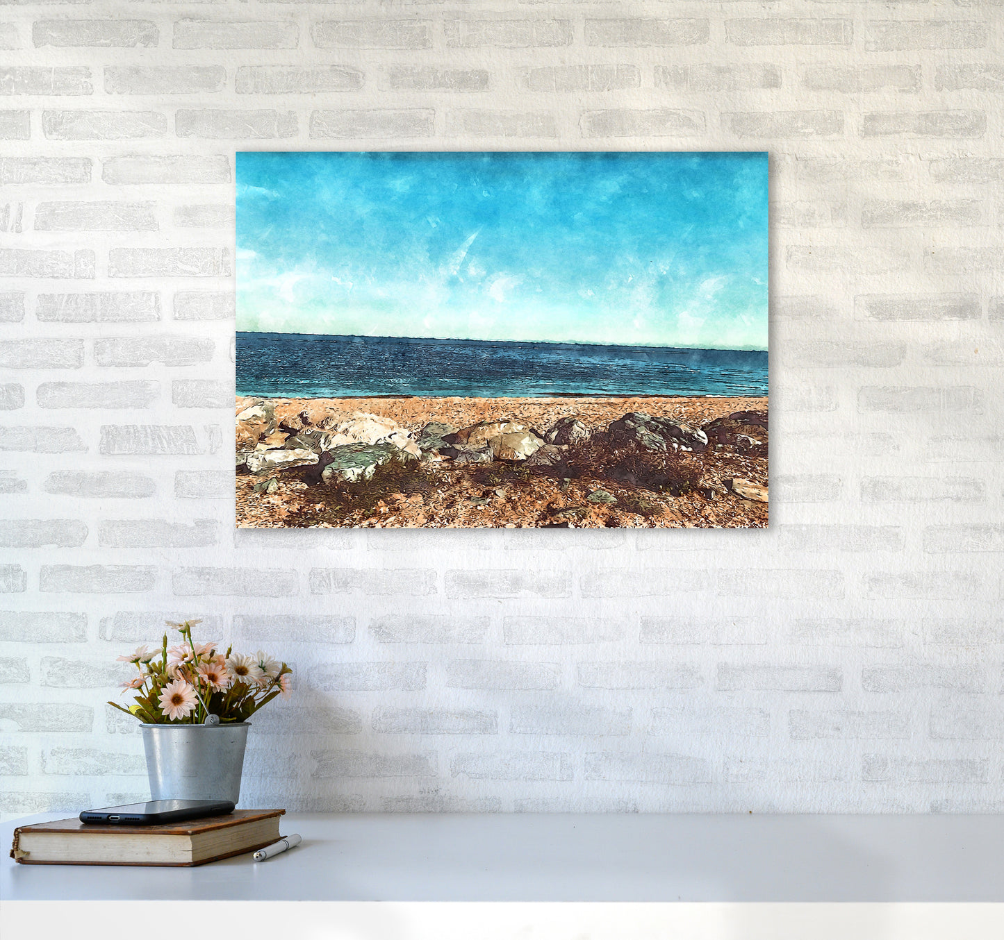 A day at the beach 2 A2 Black Frame