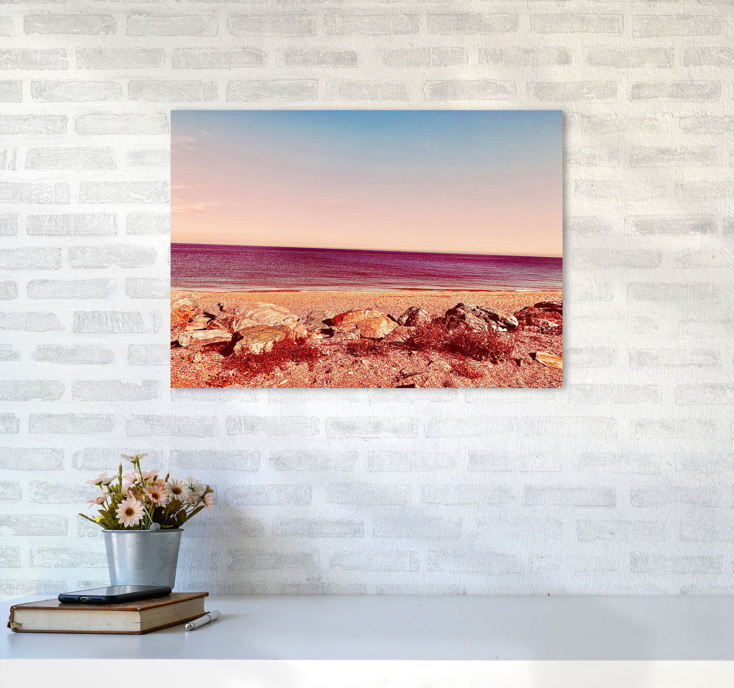 Pink beach Art Print by Proper Job Studio A2 Black Frame