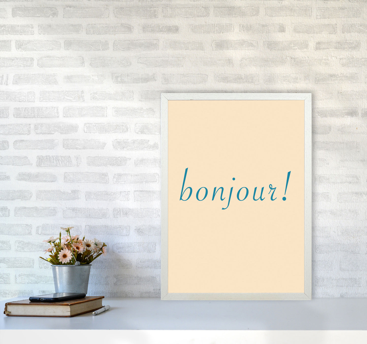 Bonjour Art Print by Proper Job Studio A2 Oak Frame