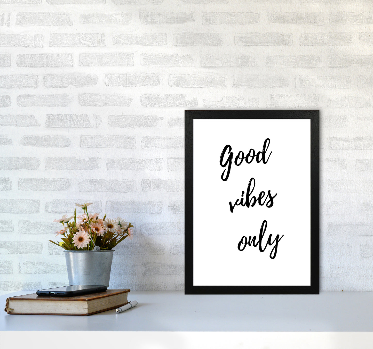 Good vibes only Quote Art Print by Proper Job Studio A3 White Frame