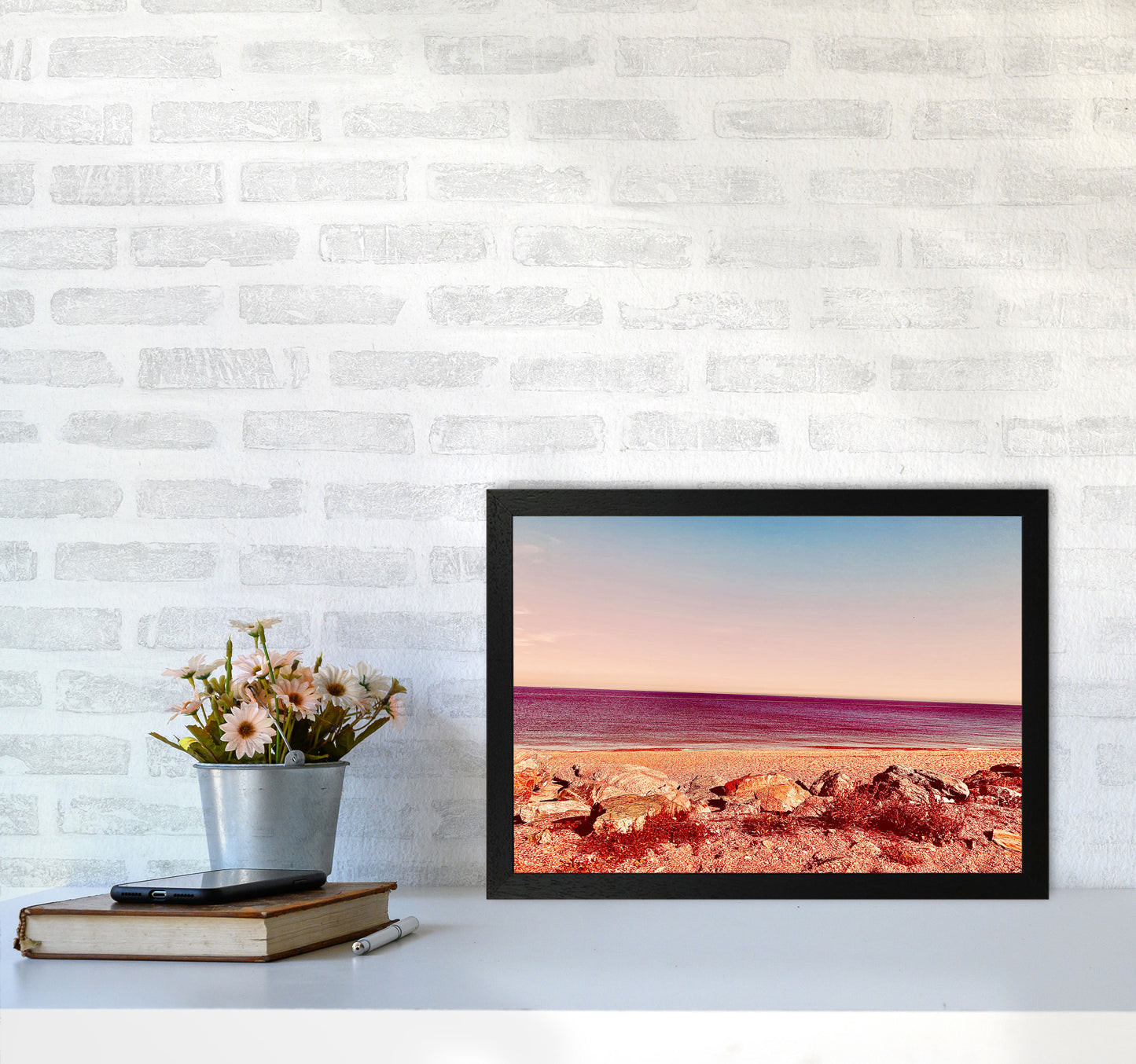 Pink beach Art Print by Proper Job Studio A3 White Frame